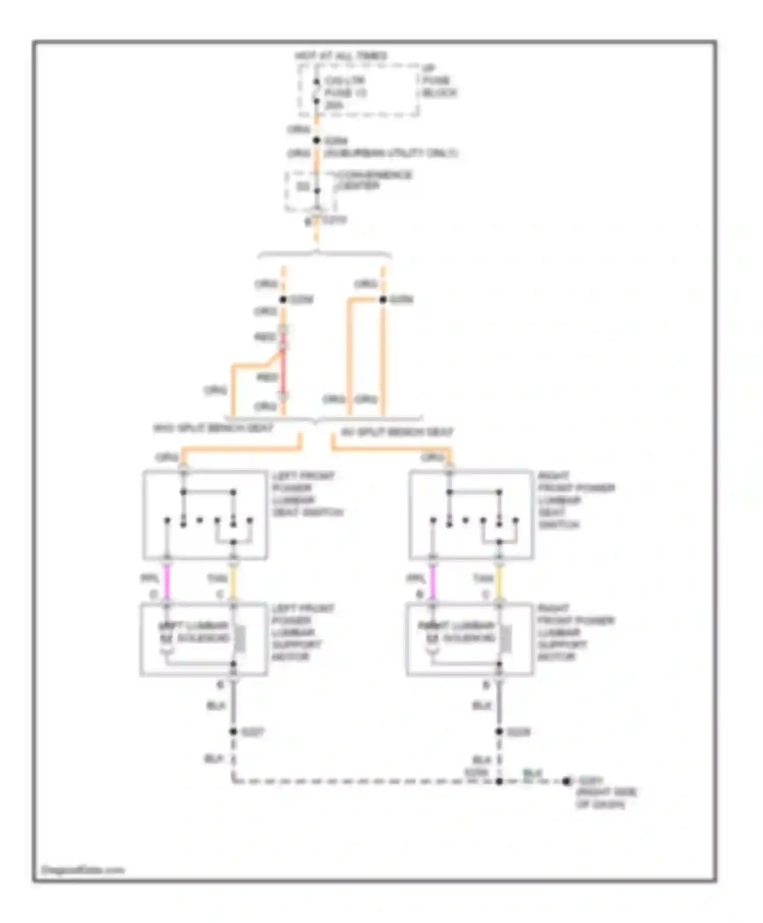 Wiring diagram right front power lumbar seat switch for GMC Yukon Denali  (2000-2000) (2 of 2)