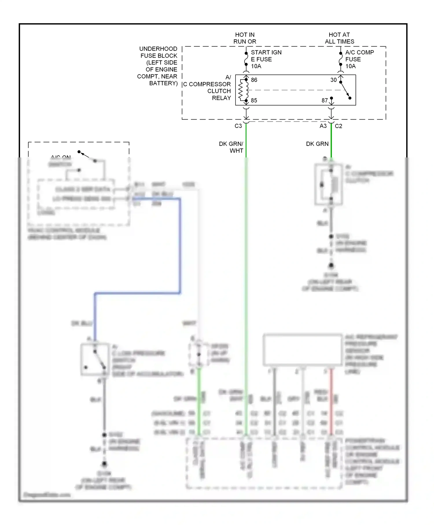 GMC Yukon II (1999-2006) powertrain control module or engine control module (left front of engine compt) wiring diagram  (2 of 3)