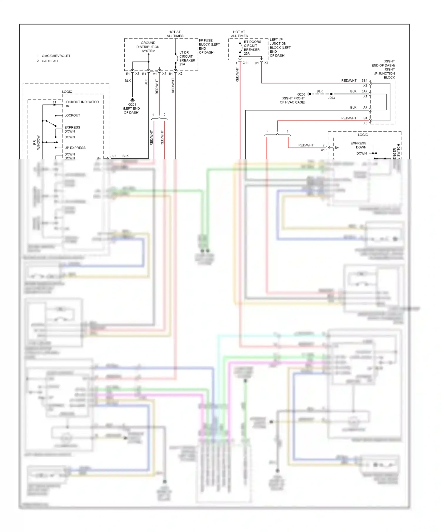 GMC Yukon III (2006-2014) driver window switch wiring diagram  (1 of 1)