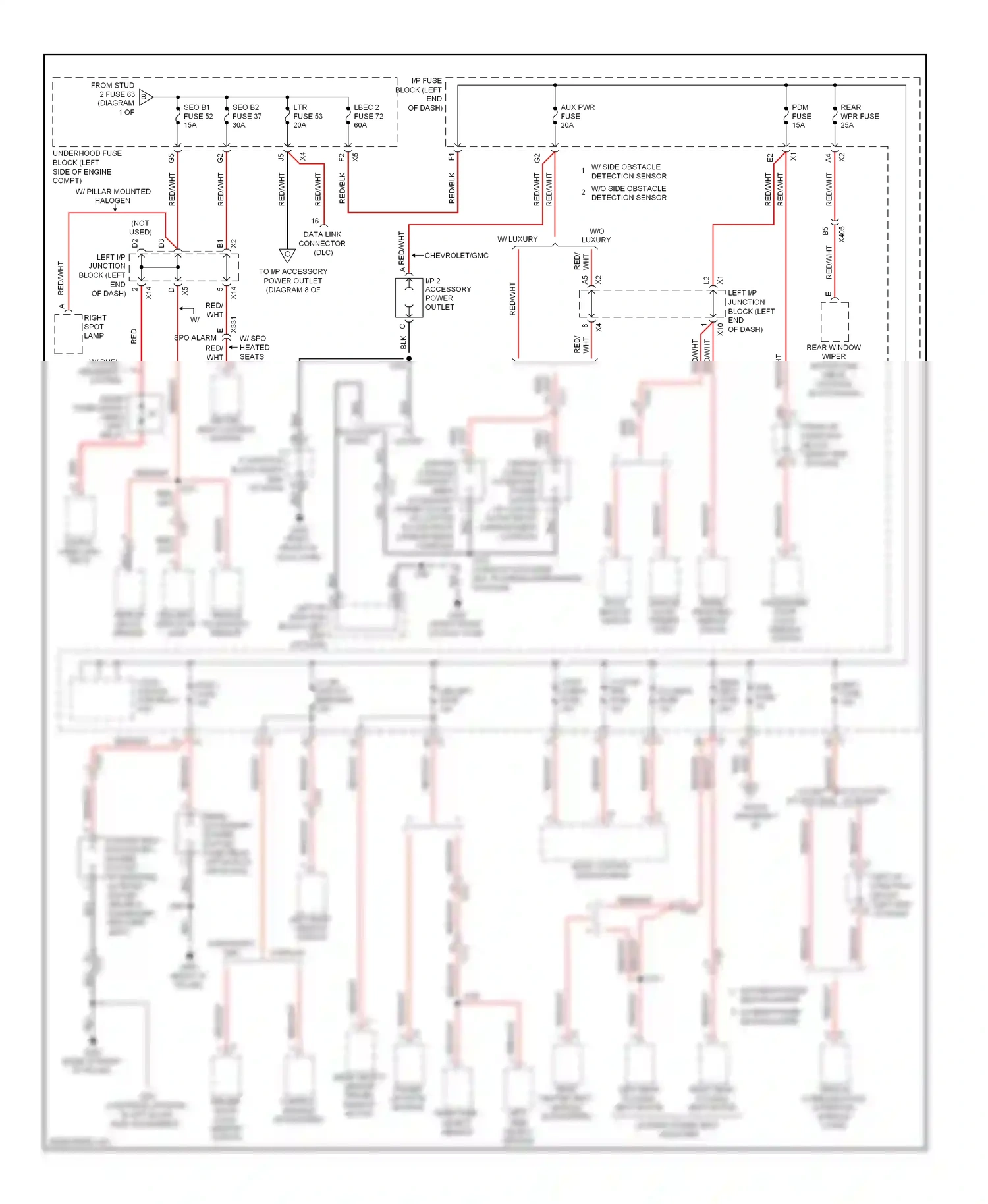 GMC Yukon III (2006-2014) rear object sensor driver control window module motor (if equipped) wiring diagram  (1 of 1)