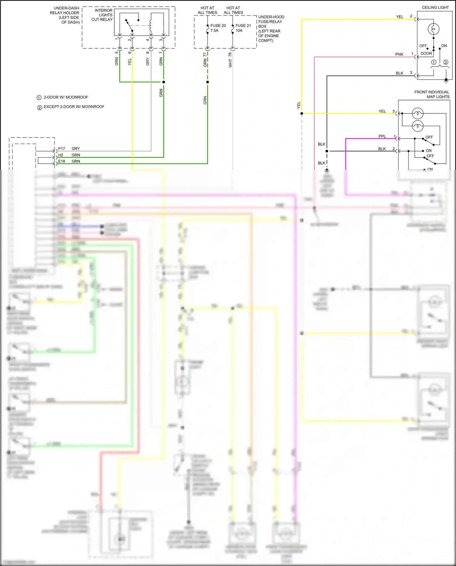 Wiring diagram ceiling light for Honda Accord IX facelift (2014-2019) (1 of 5)