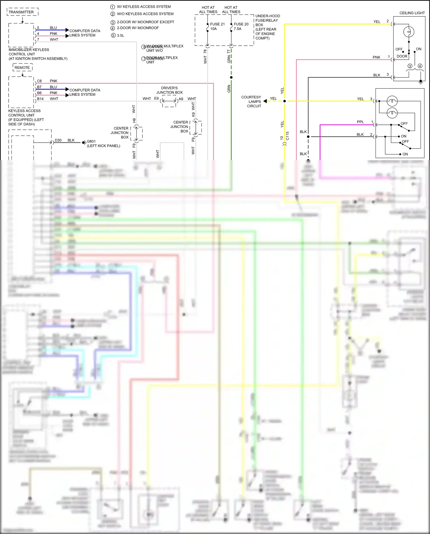 Wiring diagram control unit power window master switch for Honda Accord IX facelift (2014-2019) (1 of 3)