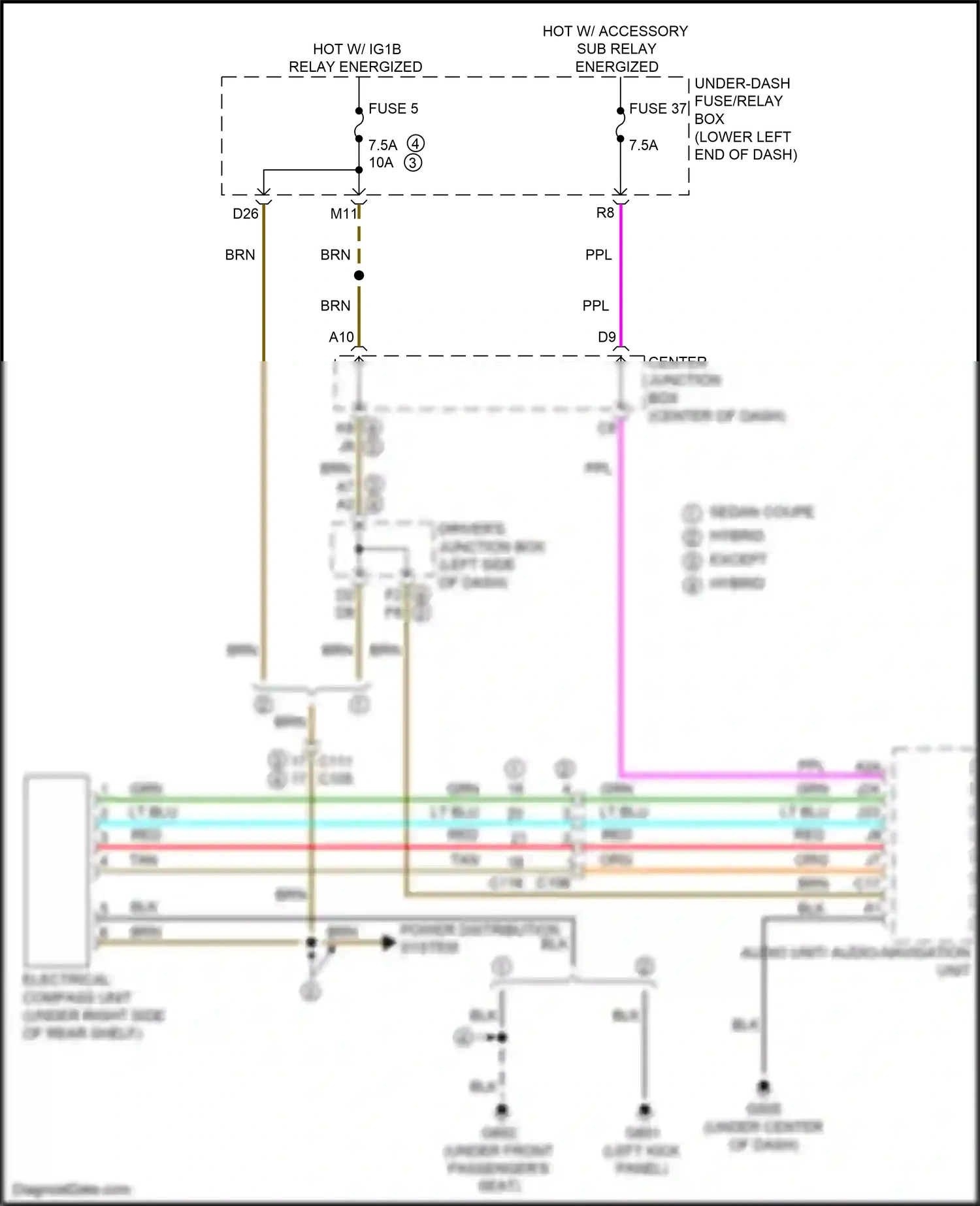 Wiring diagram electrical compass unit for Honda Accord IX facelift (2014-2019) (1 of 5)