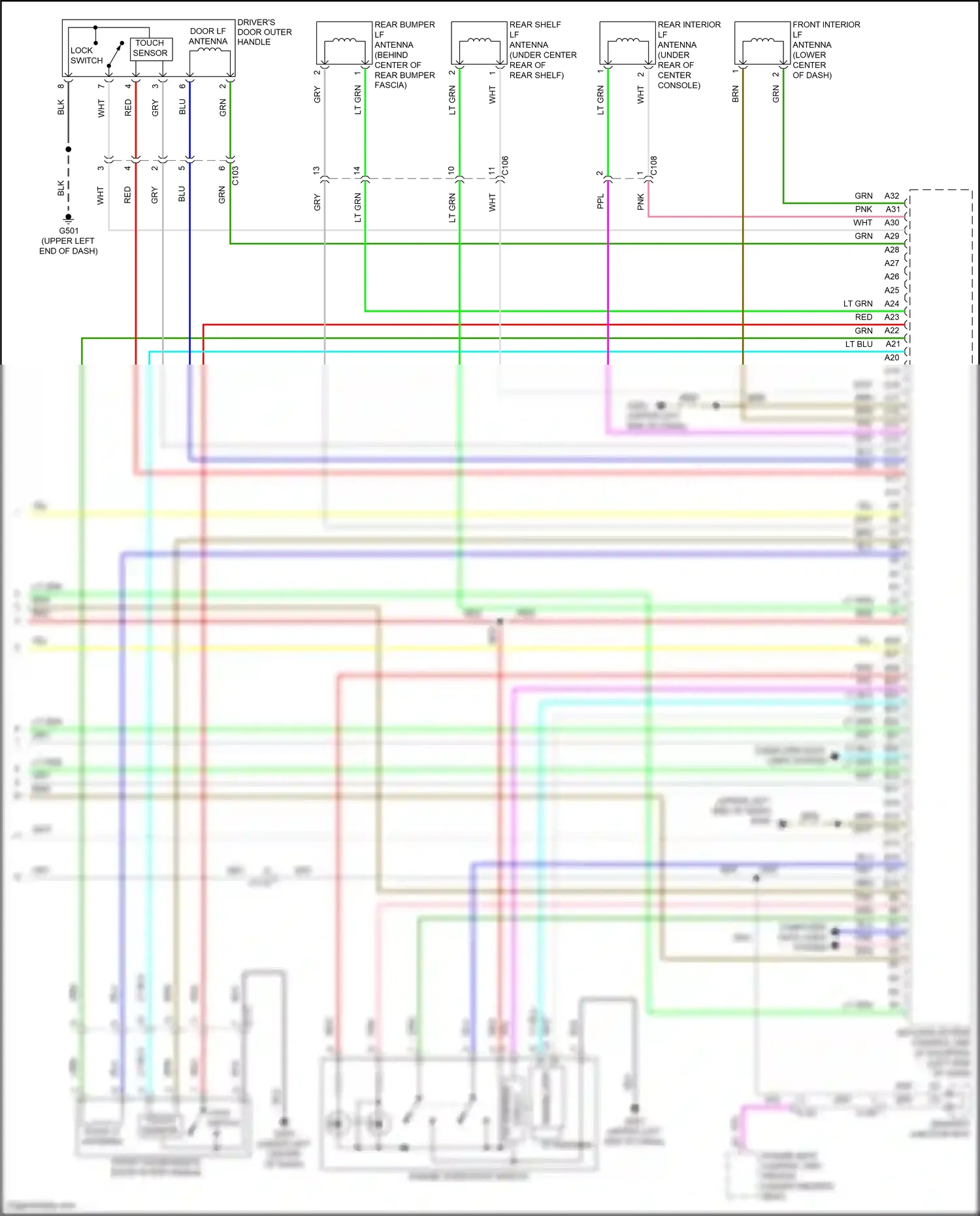 Wiring diagram front passenger's door outer handle for Honda Accord IX facelift (2014-2019) (1 of 3)