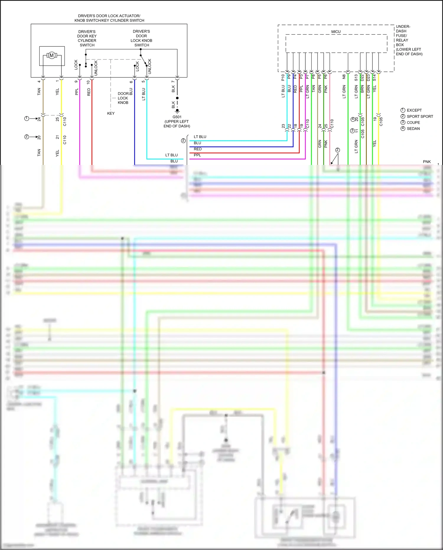 Wiring diagram front passenger's power window switch for Honda Accord IX facelift (2014-2019) (2 of 19)