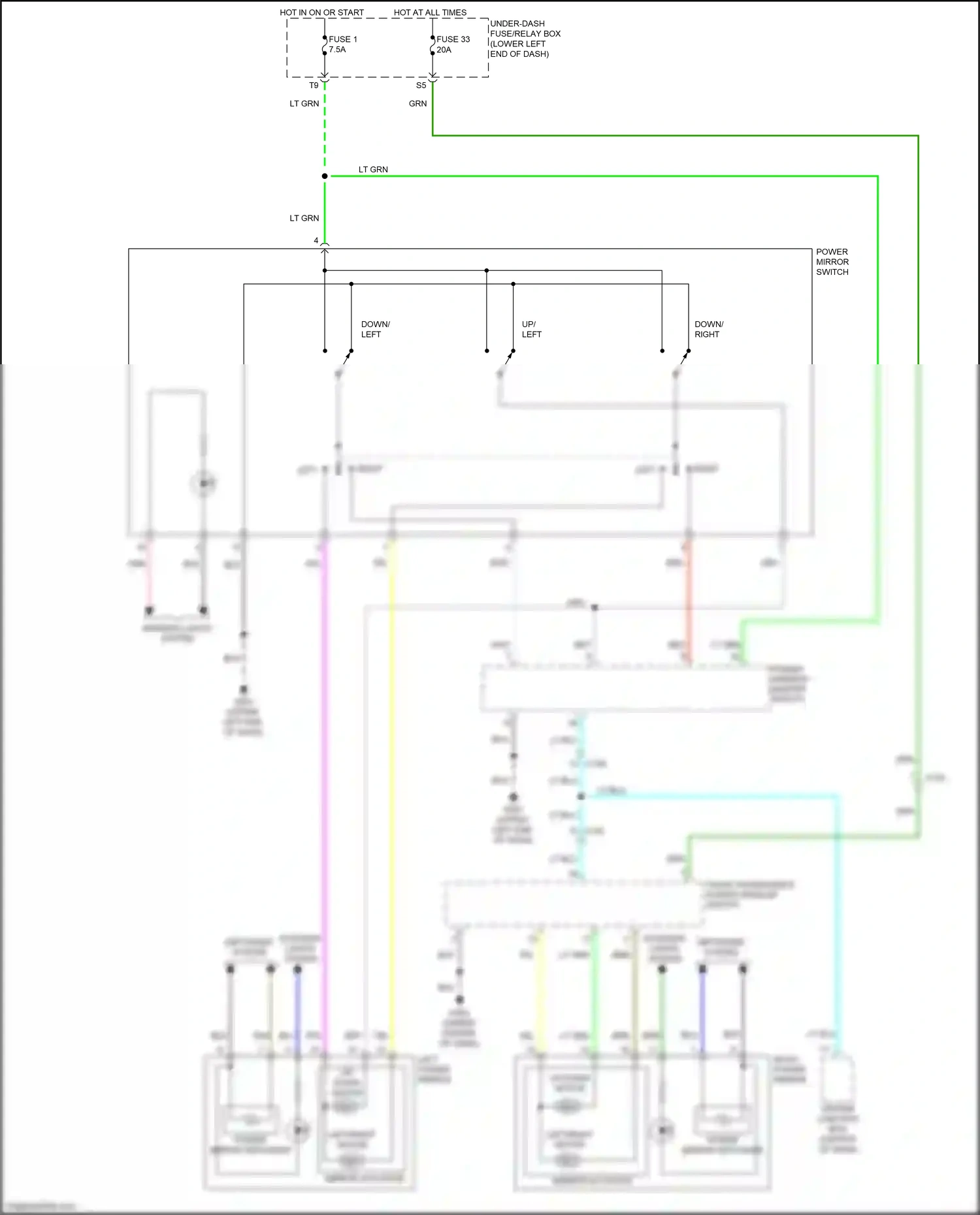 Wiring diagram front passenger's power window switch for Honda Accord IX facelift (2014-2019) (8 of 19)
