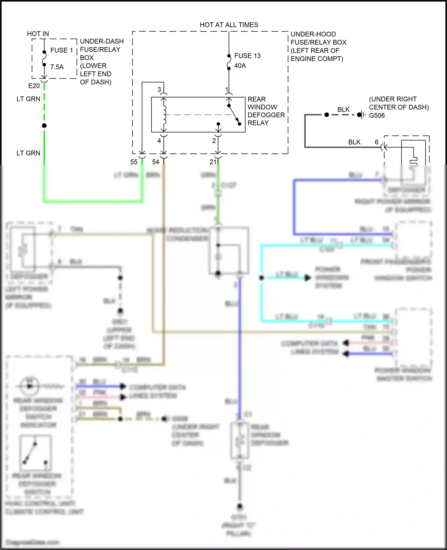 Wiring diagram front passenger's power window switch for Honda Accord IX facelift (2014-2019) (11 of 19)