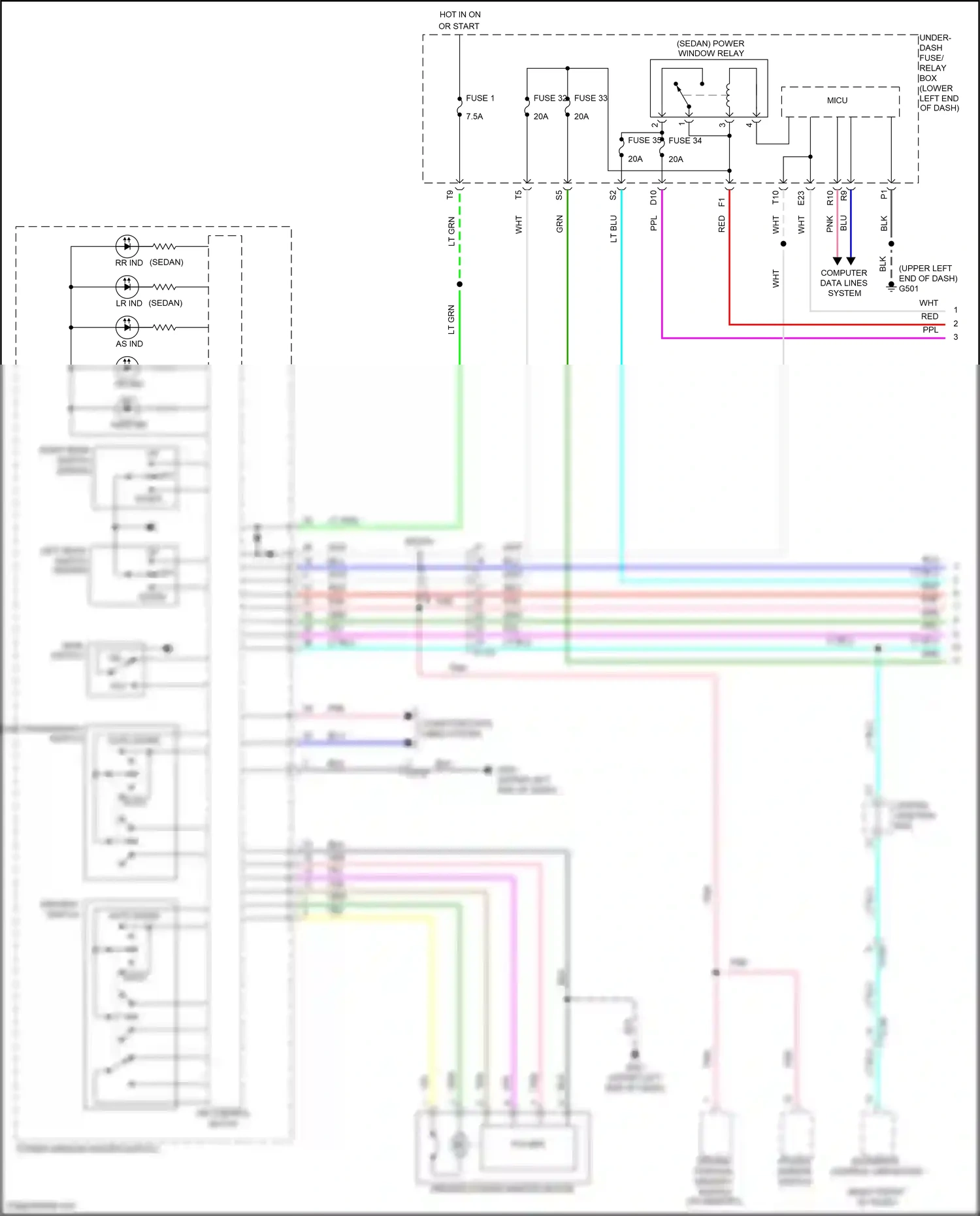 Wiring diagram front passenger's switch for Honda Accord IX facelift (2014-2019) (1 of 2)