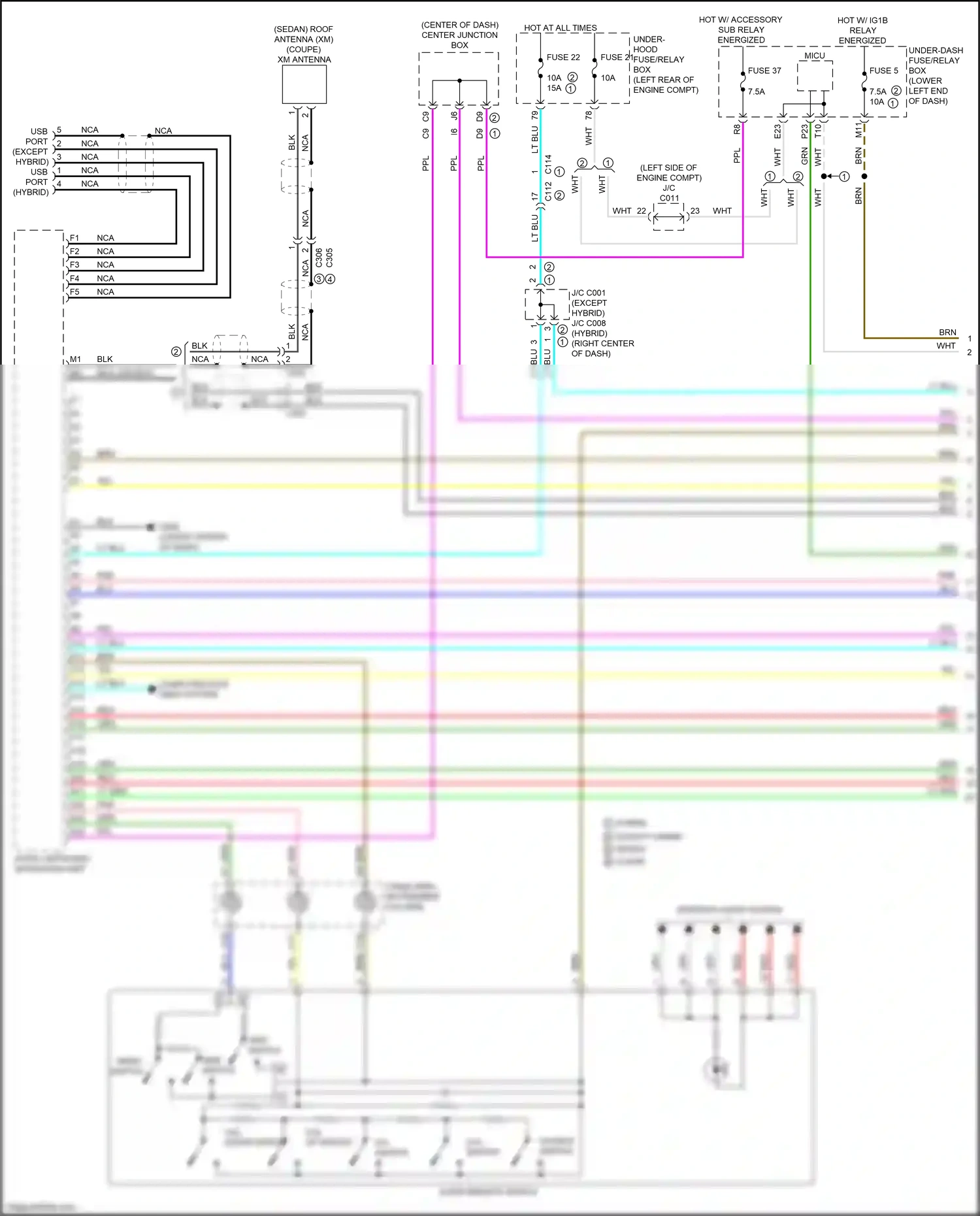 Wiring diagram menu switch for Honda Accord IX facelift (2014-2019) (1 of 2)
