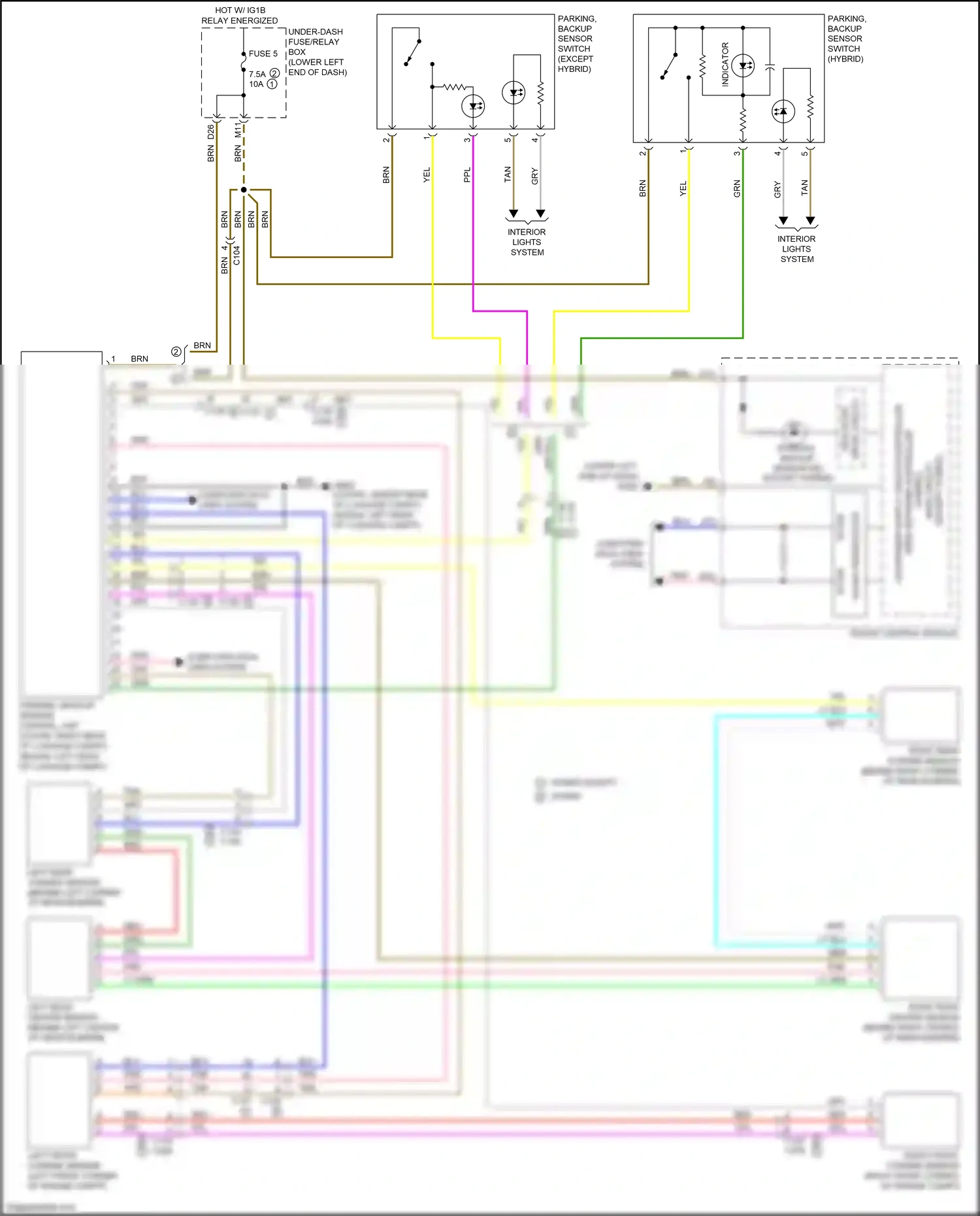 Wiring diagram parking, backup sensor control unit for Honda Accord IX facelift (2014-2019) (5 of 7)