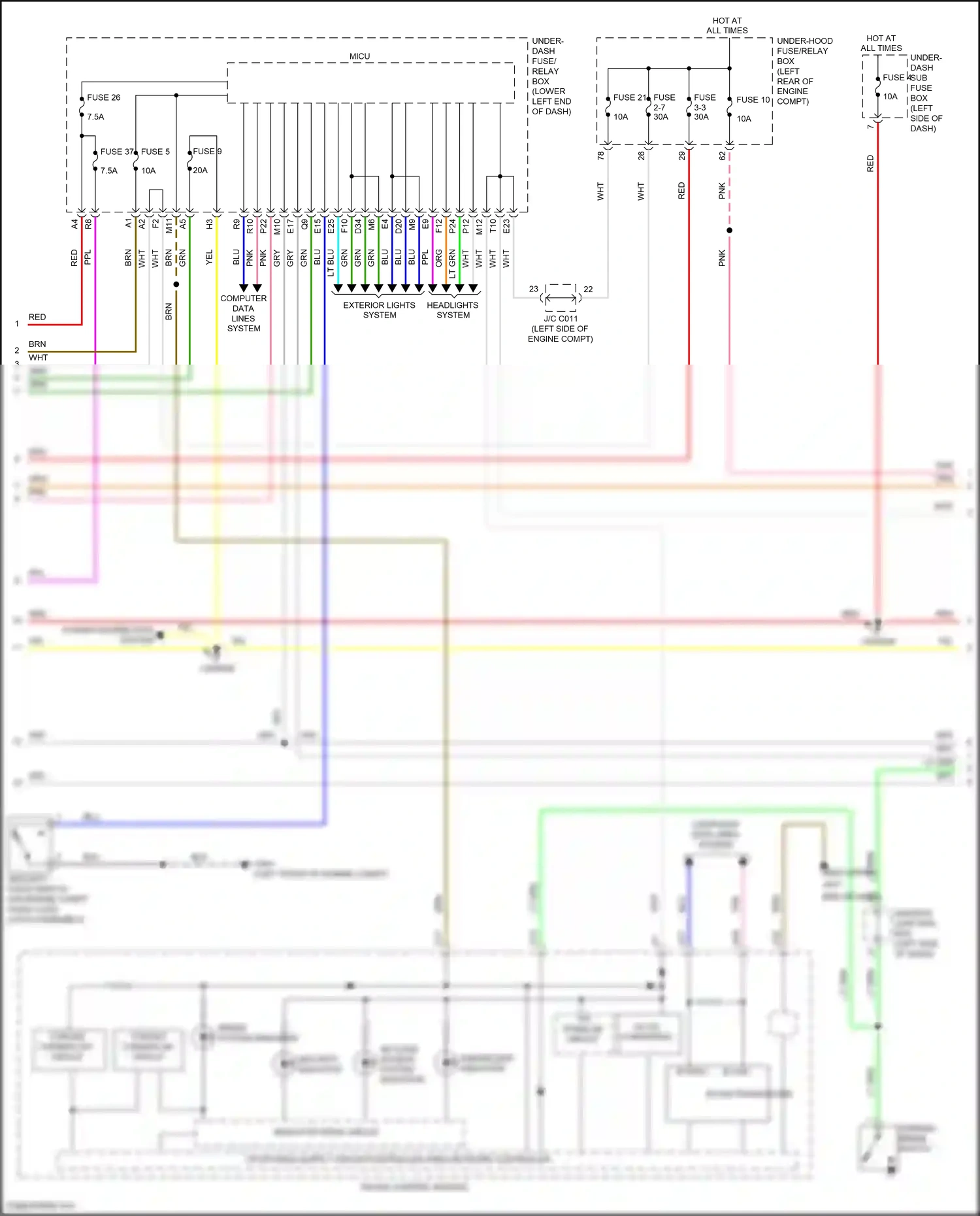 Wiring diagram security indicator for Honda Accord IX facelift (2014-2019) (1 of 2)
