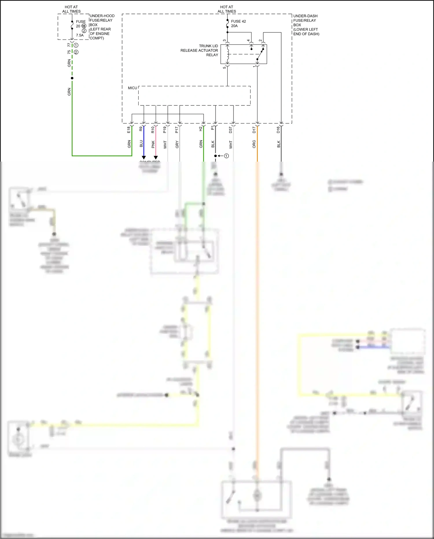 Wiring diagram trunk lid outer handle switch for Honda Accord IX facelift (2014-2019) (7 of 7)