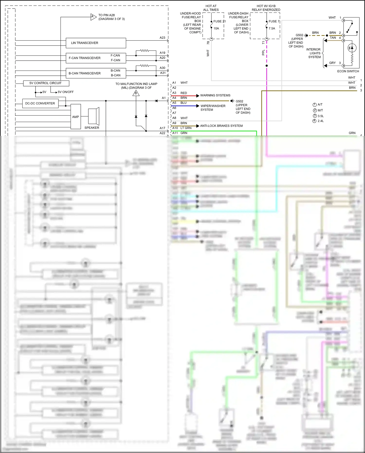 Wiring diagram warning systems for Honda Accord IX facelift (2014-2019) (1 of 2)