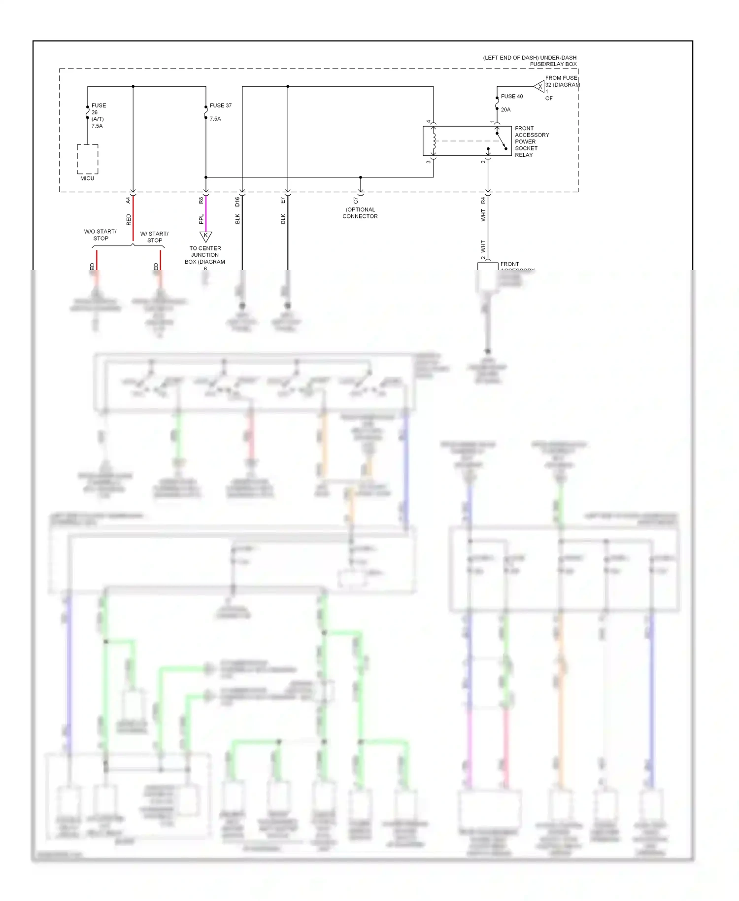 Wiring diagram front accessory power socket relay for Honda Accord IX (2012-2016) (3 of 4)