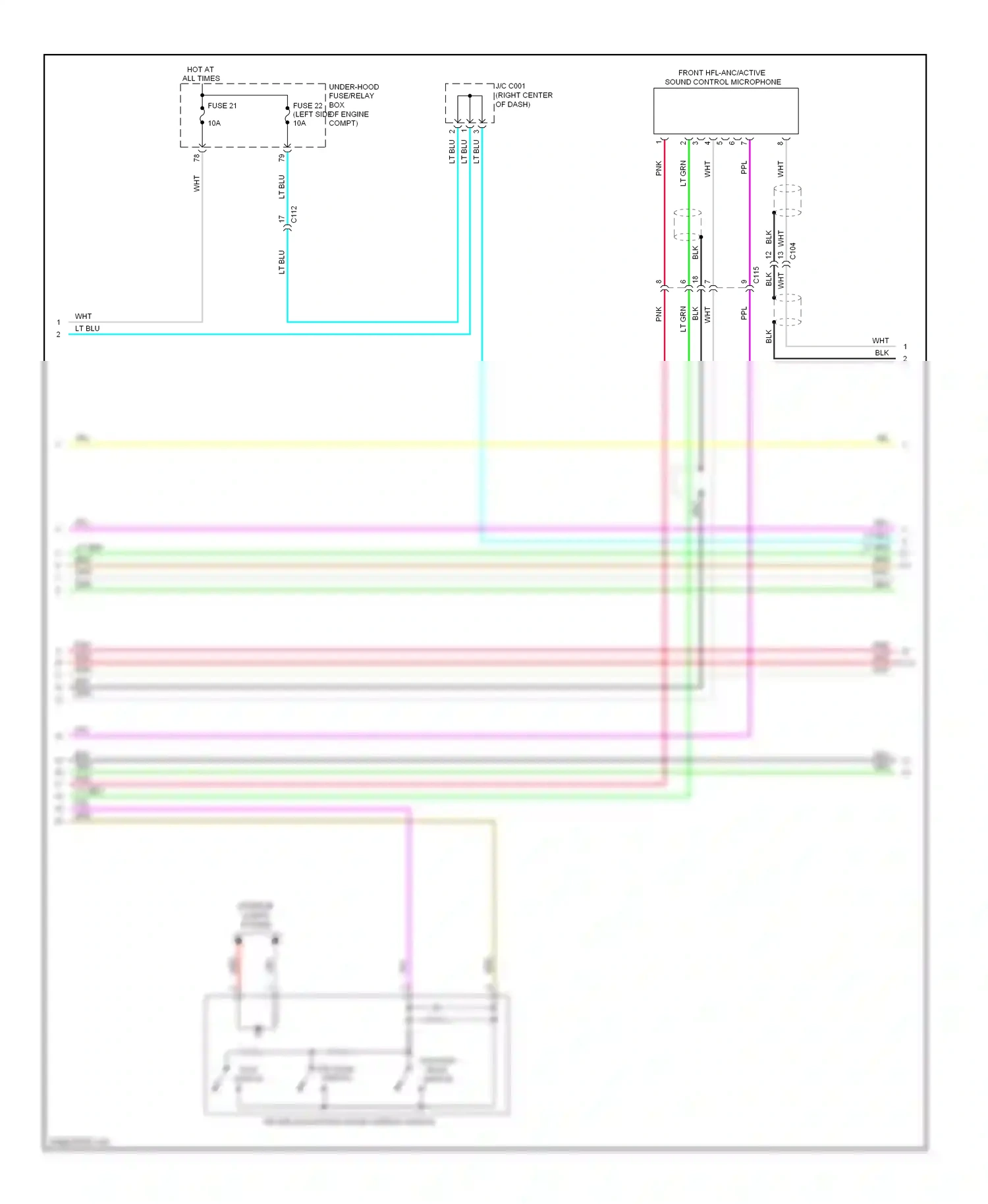 Wiring diagram front hfl-anc/active sound control microphone for Honda Accord IX (2012-2016) (1 of 2)