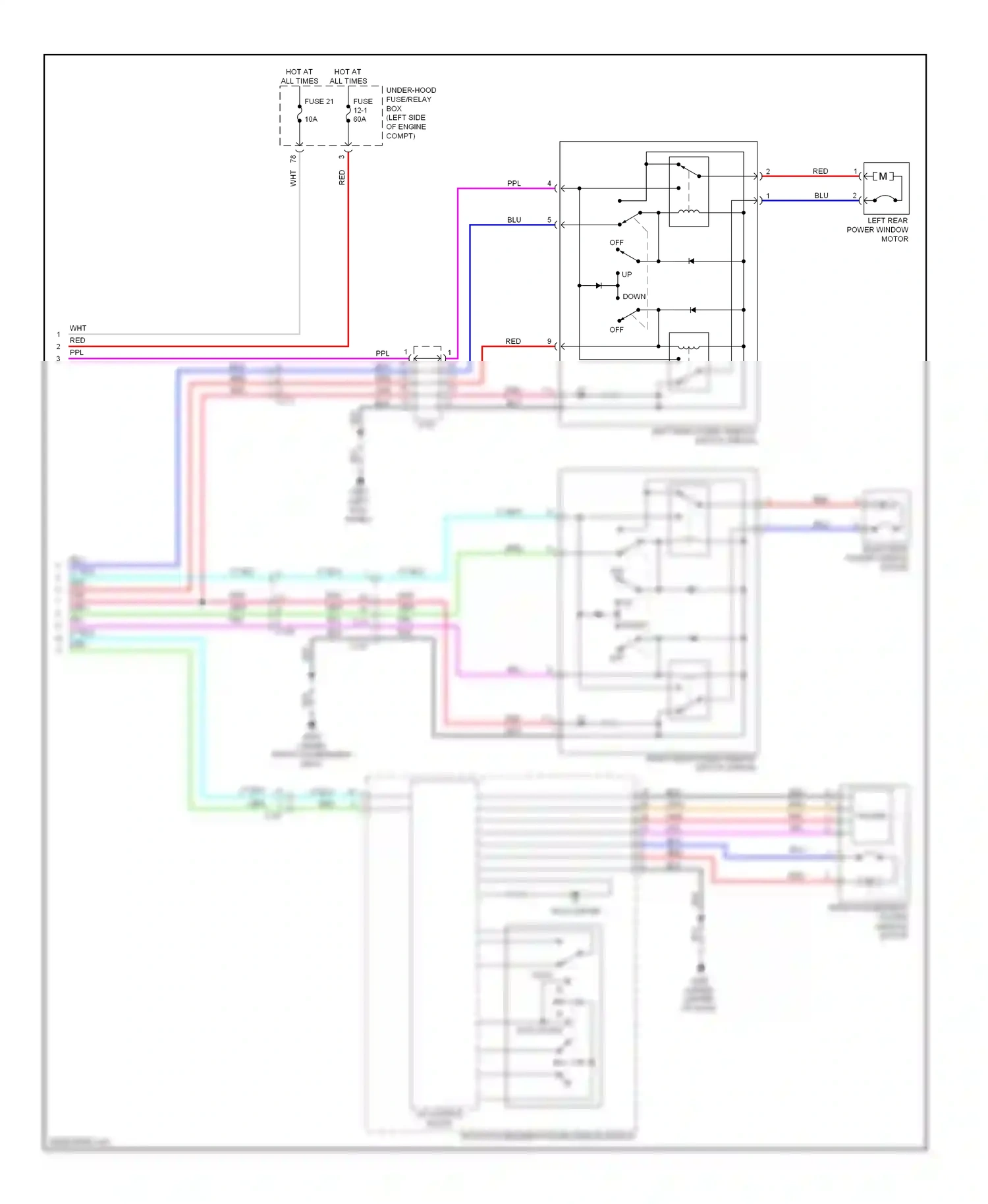 Wiring diagram front passenger's power window switch for Honda Accord IX (2012-2016) (14 of 15)