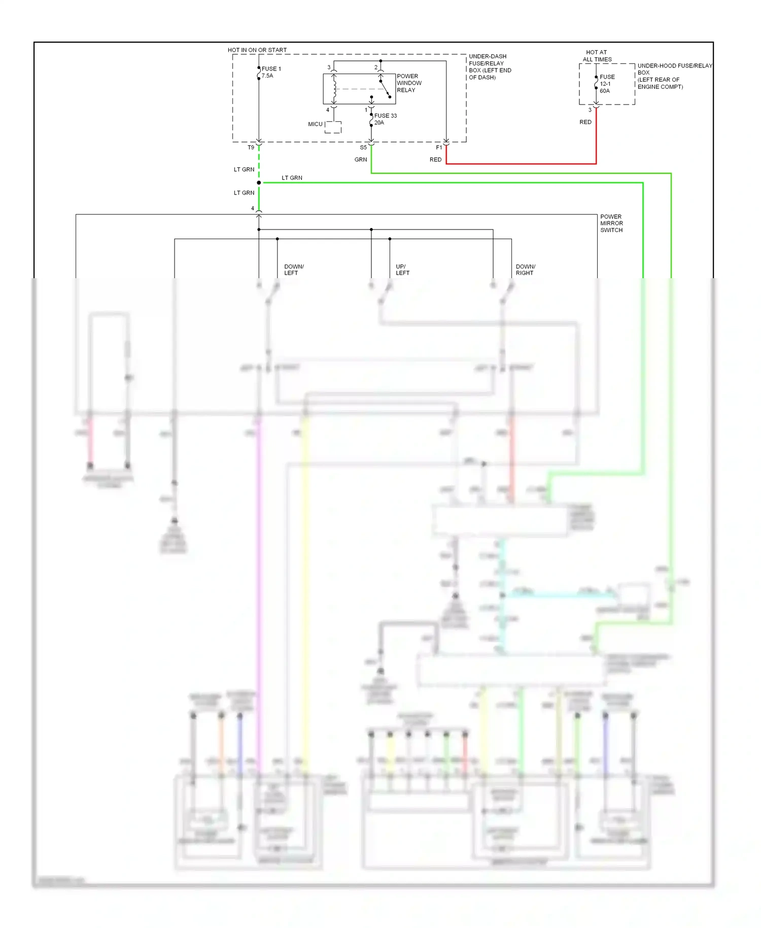 Wiring diagram front passenger's power window switch for Honda Accord IX (2012-2016) (12 of 15)