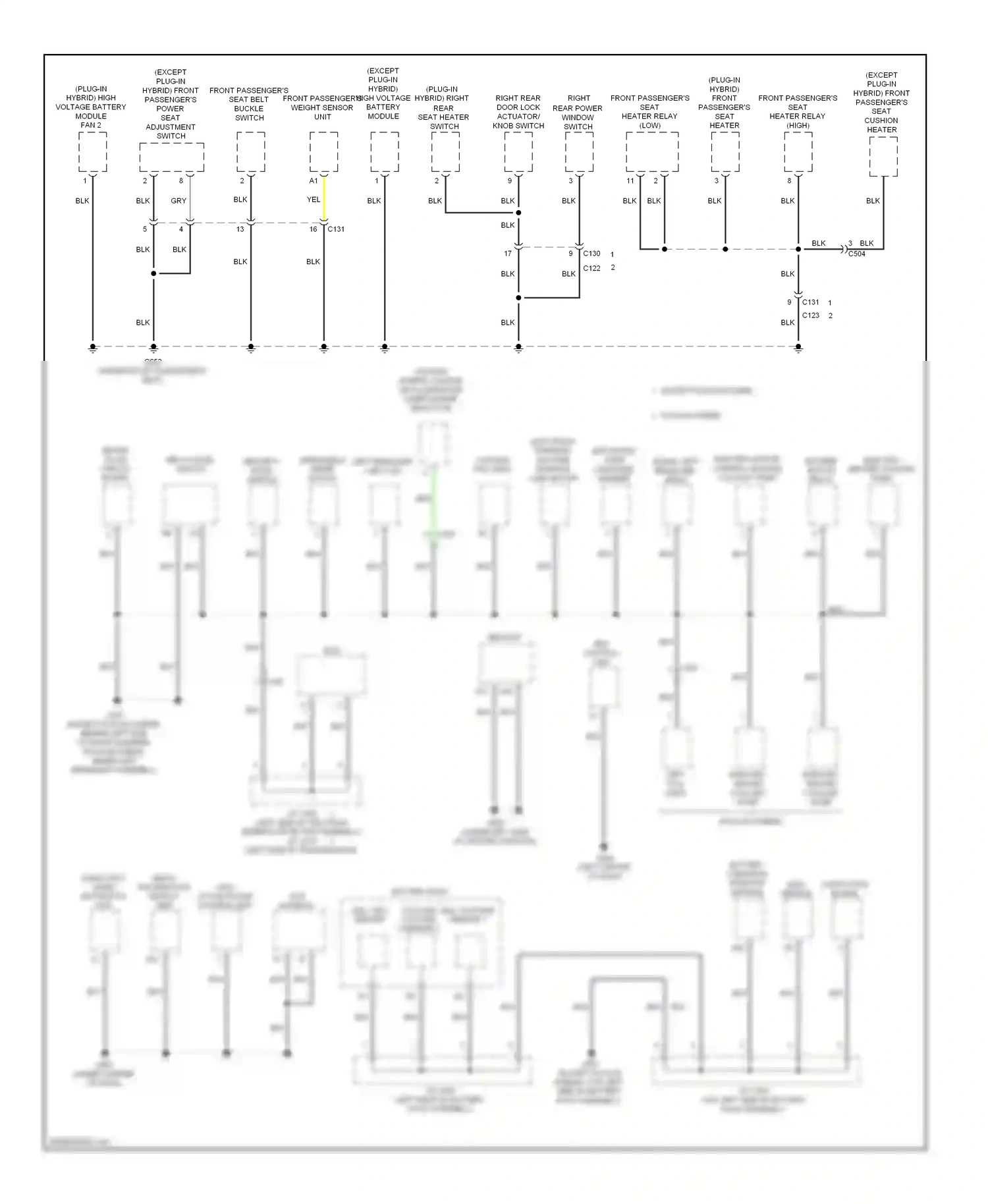 Wiring diagram front passenger's weight sensor unit for Honda Accord IX (2012-2016) (2 of 6)
