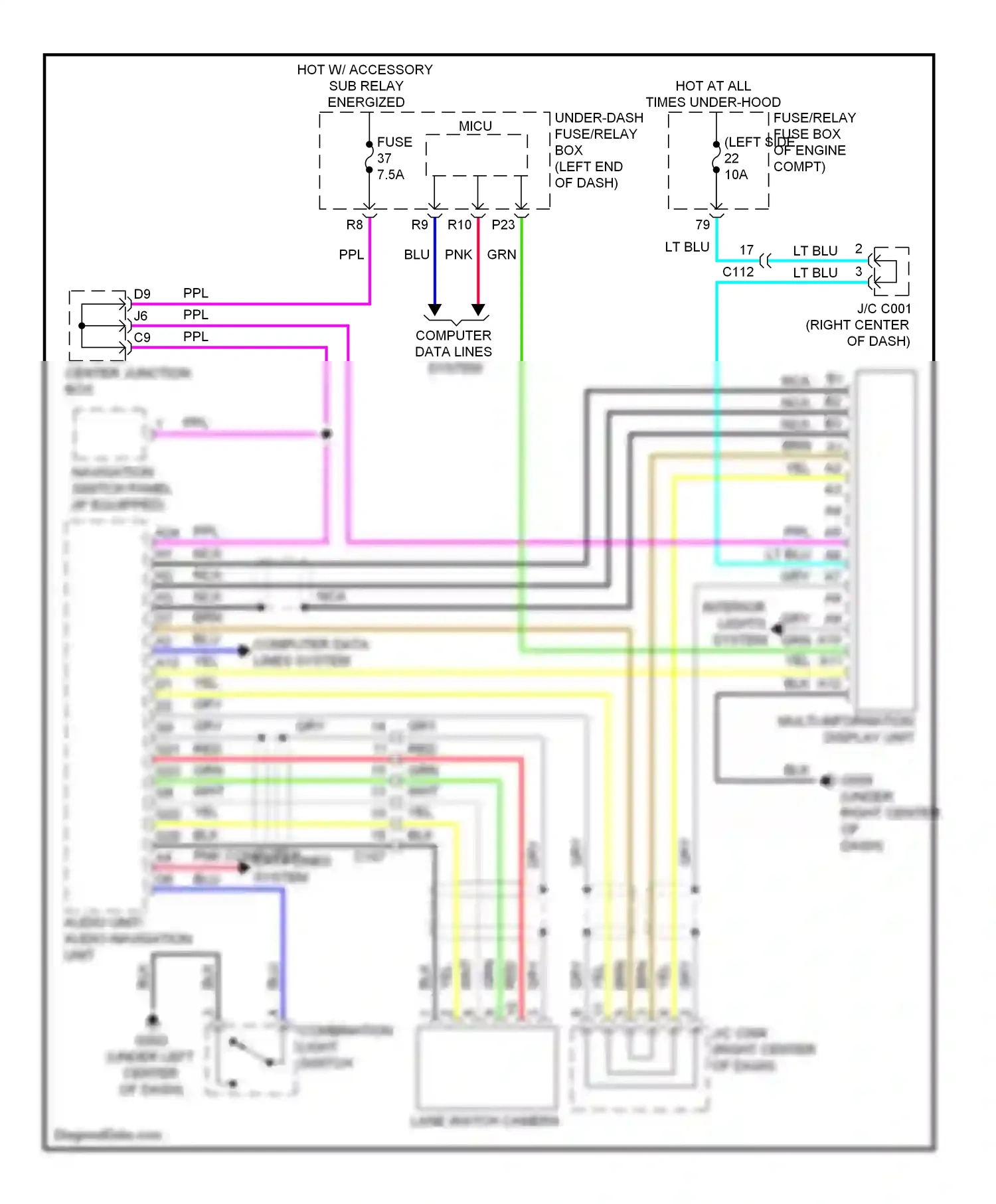 Wiring diagram multi information display unit for Honda Accord IX (2012-2016) (5 of 16)