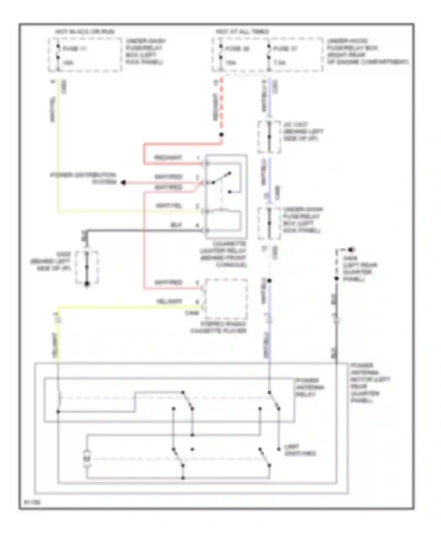 Accord Honda V (1993-1998): Power antenna circuit