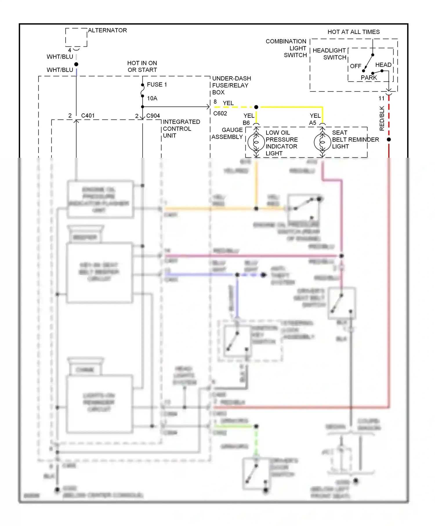 Honda Accord V (1993-1998) combination light switch wiring diagram  (11 of 11)