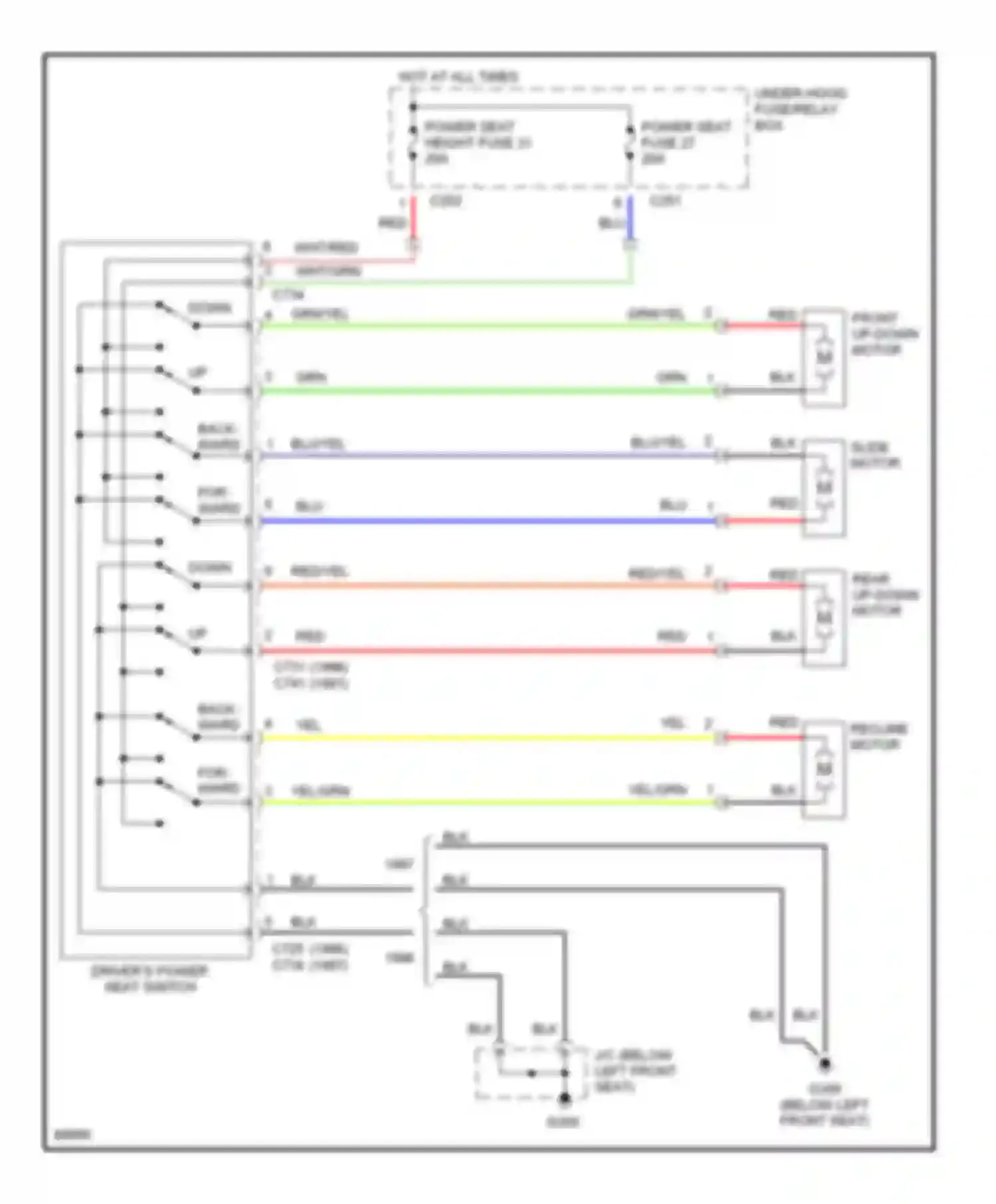 Wiring diagram power seat height fuse 31 for Honda Accord V (1993-1998) (1 of 3)