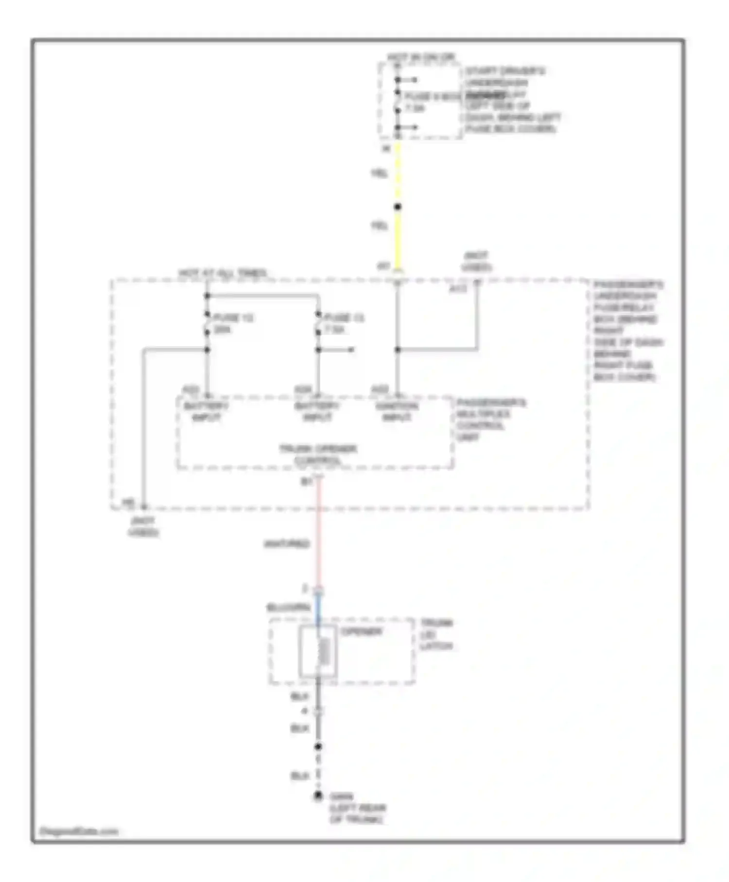 Accord Honda VI (1997-2002): Trunk release circuit, ex with keyless entry or anti-theft