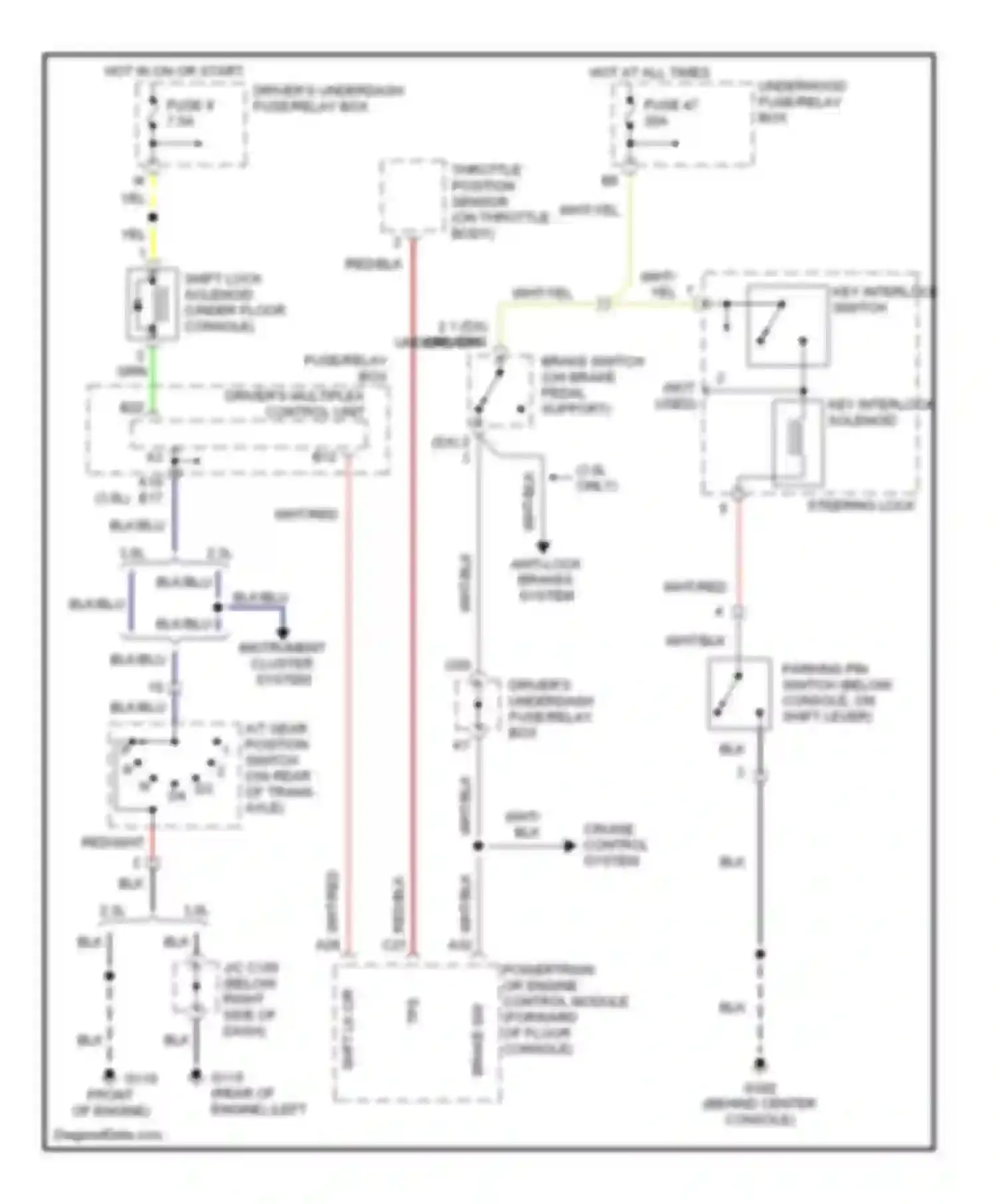 Wiring diagram key interlock switch for Honda Accord VI (1997-2002) (2 of 2)