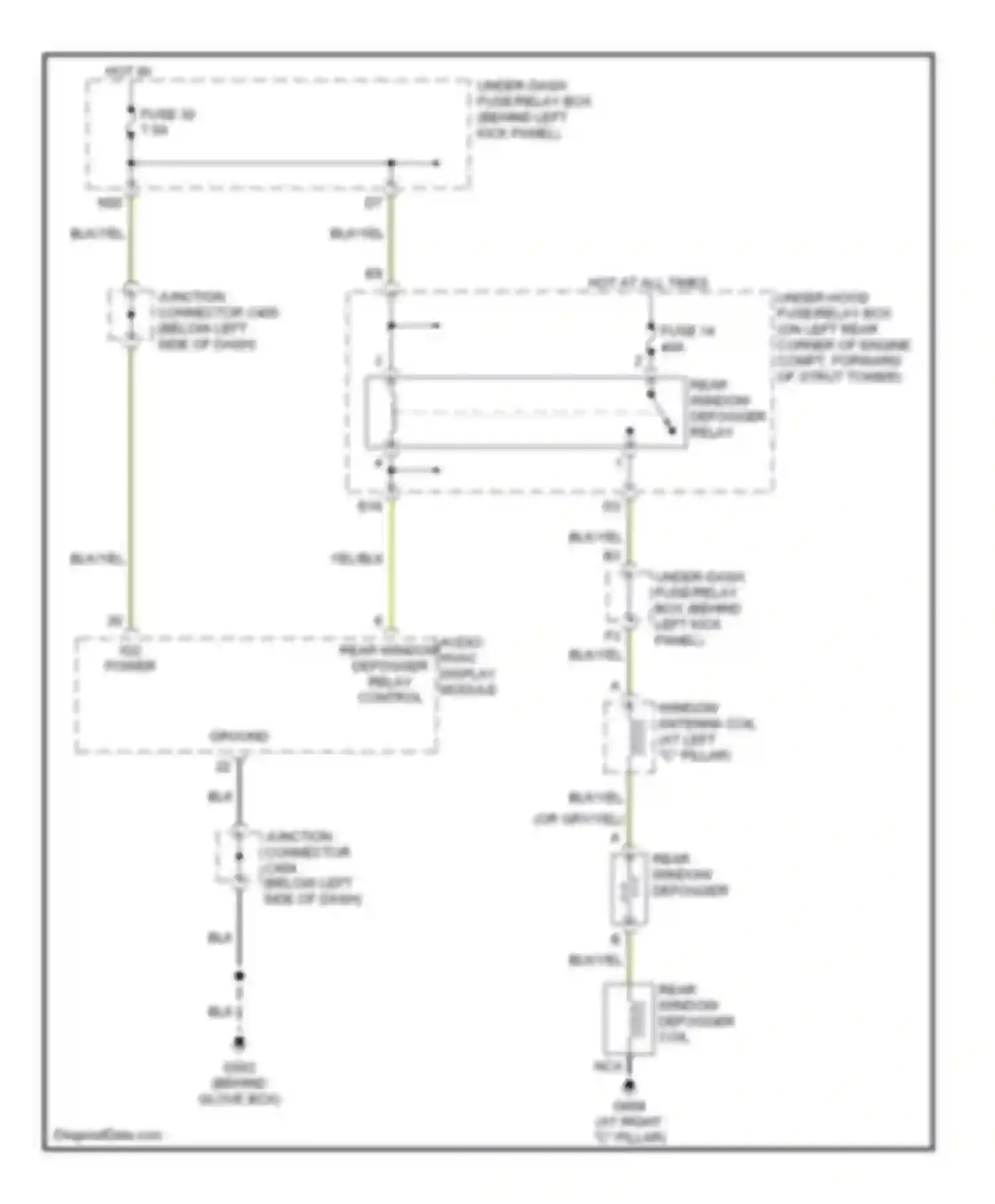 Accord Honda VII facelift (2005-2008): Rear defogger circuit, manual a/c