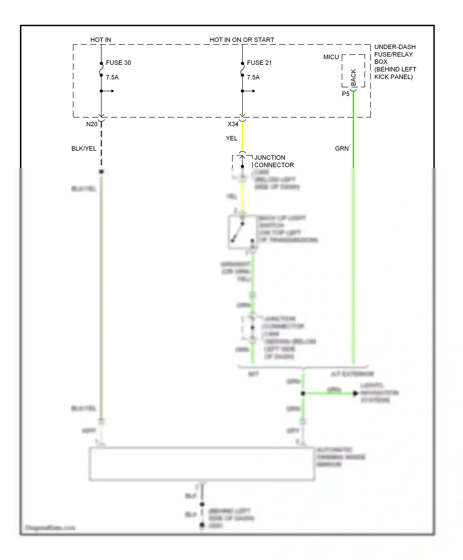Wiring diagram automatic dimming inside mirror for Honda Accord VII facelift (2005-2008) (3 of 3)