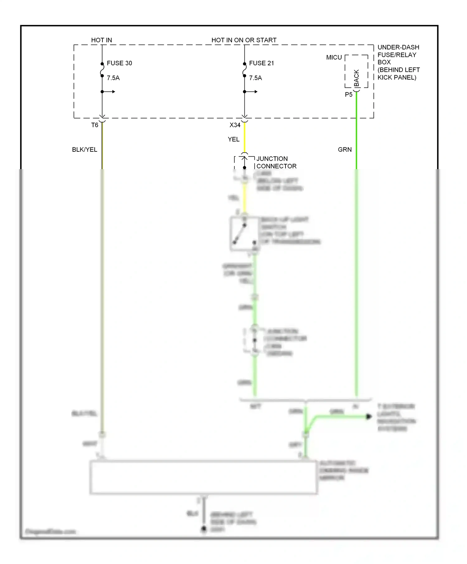Wiring diagram automatic dimming inside mirror for Honda Accord VII facelift (2005-2008) (1 of 3)