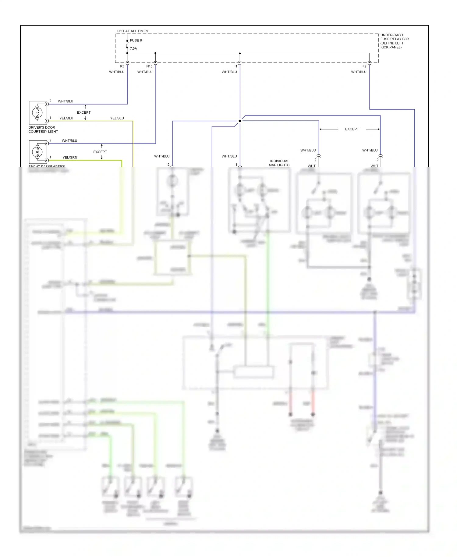 Wiring diagram ceiling light for Honda Accord VII facelift (2005-2008) (2 of 6)