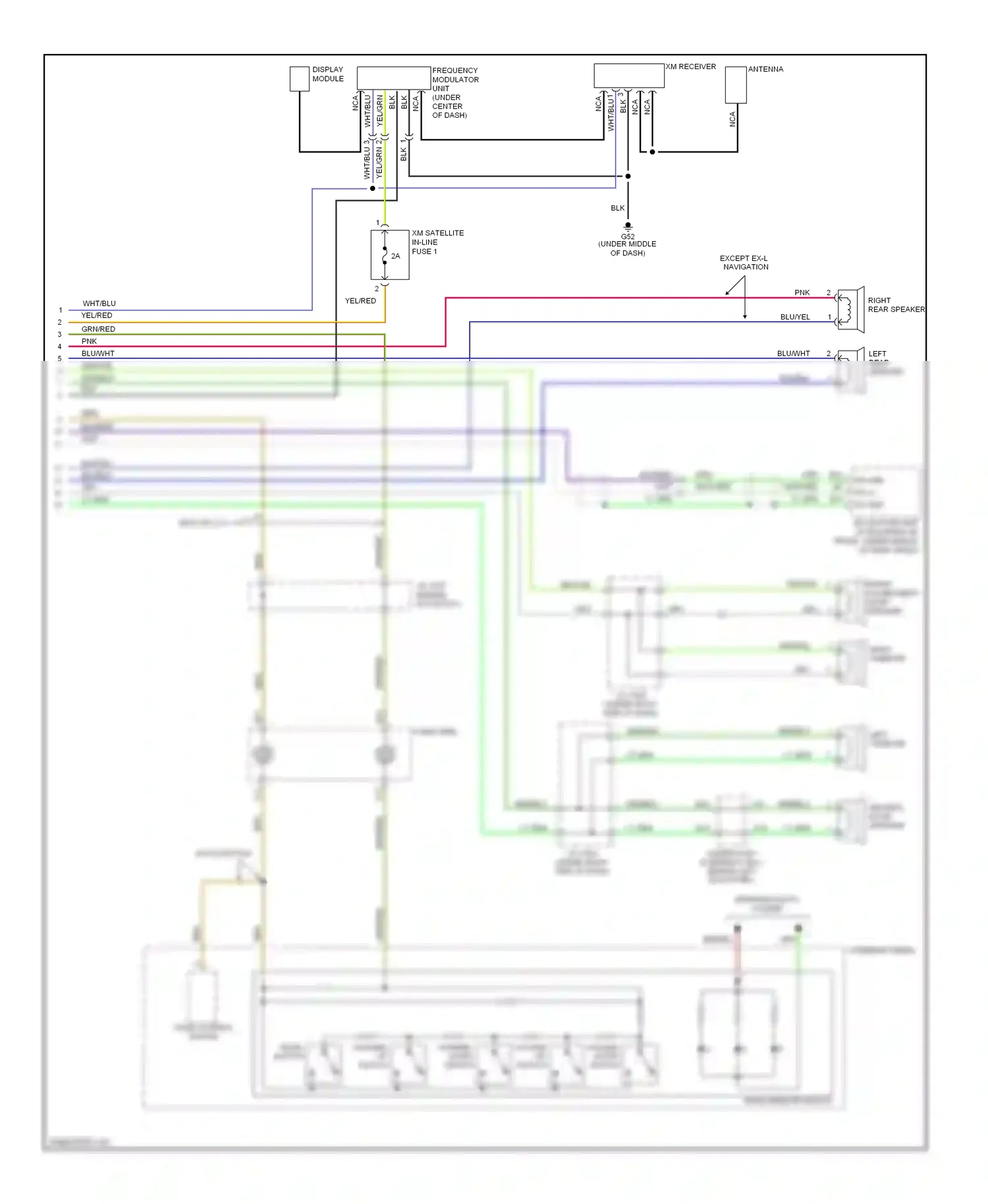 Wiring diagram except ex-l: navigation for Honda Accord VII facelift (2005-2008) (1 of 4)