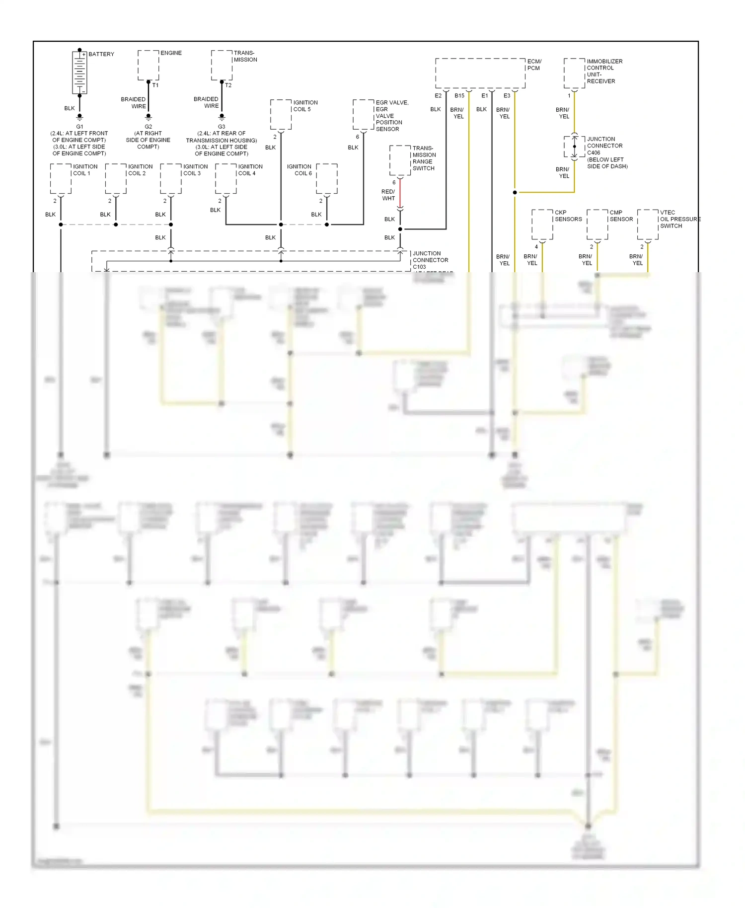 Wiring diagram front a/f sensor, front secondary for Honda Accord VII facelift (2005-2008) (1 of 2)