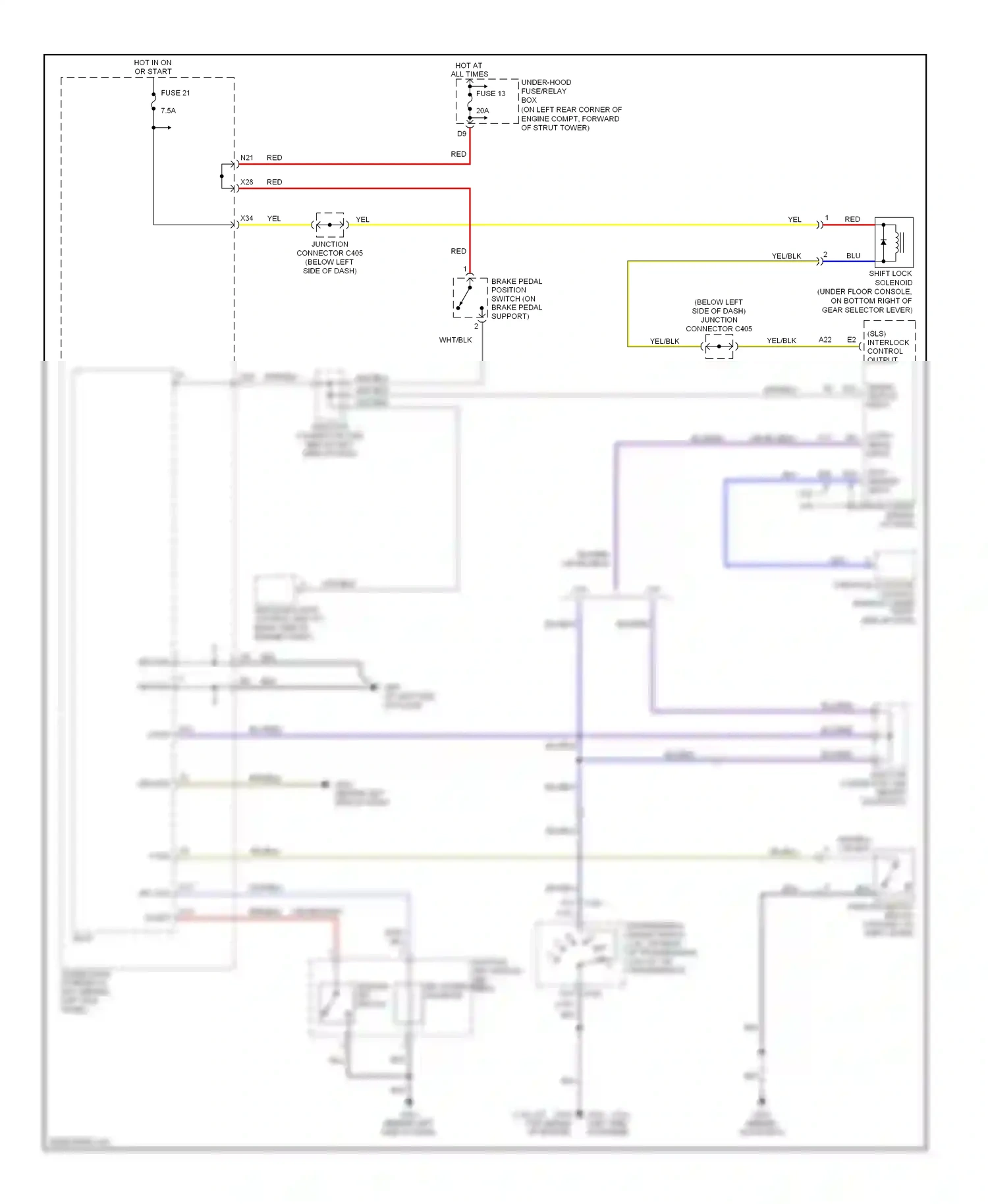 Wiring diagram ignition key switch/ key light for Honda Accord VII facelift (2005-2008) (4 of 5)