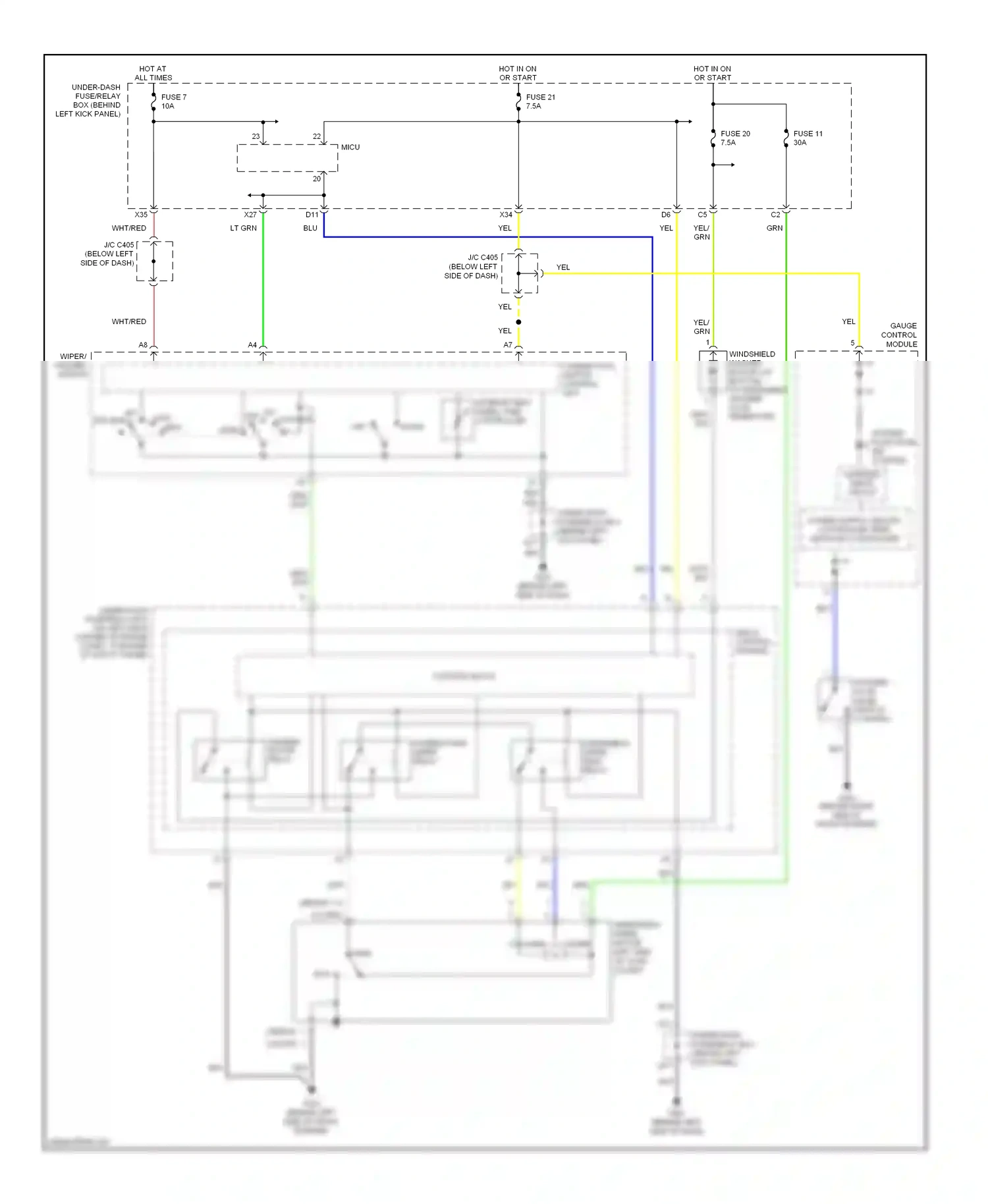 Wiring diagram intermittent dwell time controller for Honda Accord VII facelift (2005-2008) (1 of 2)