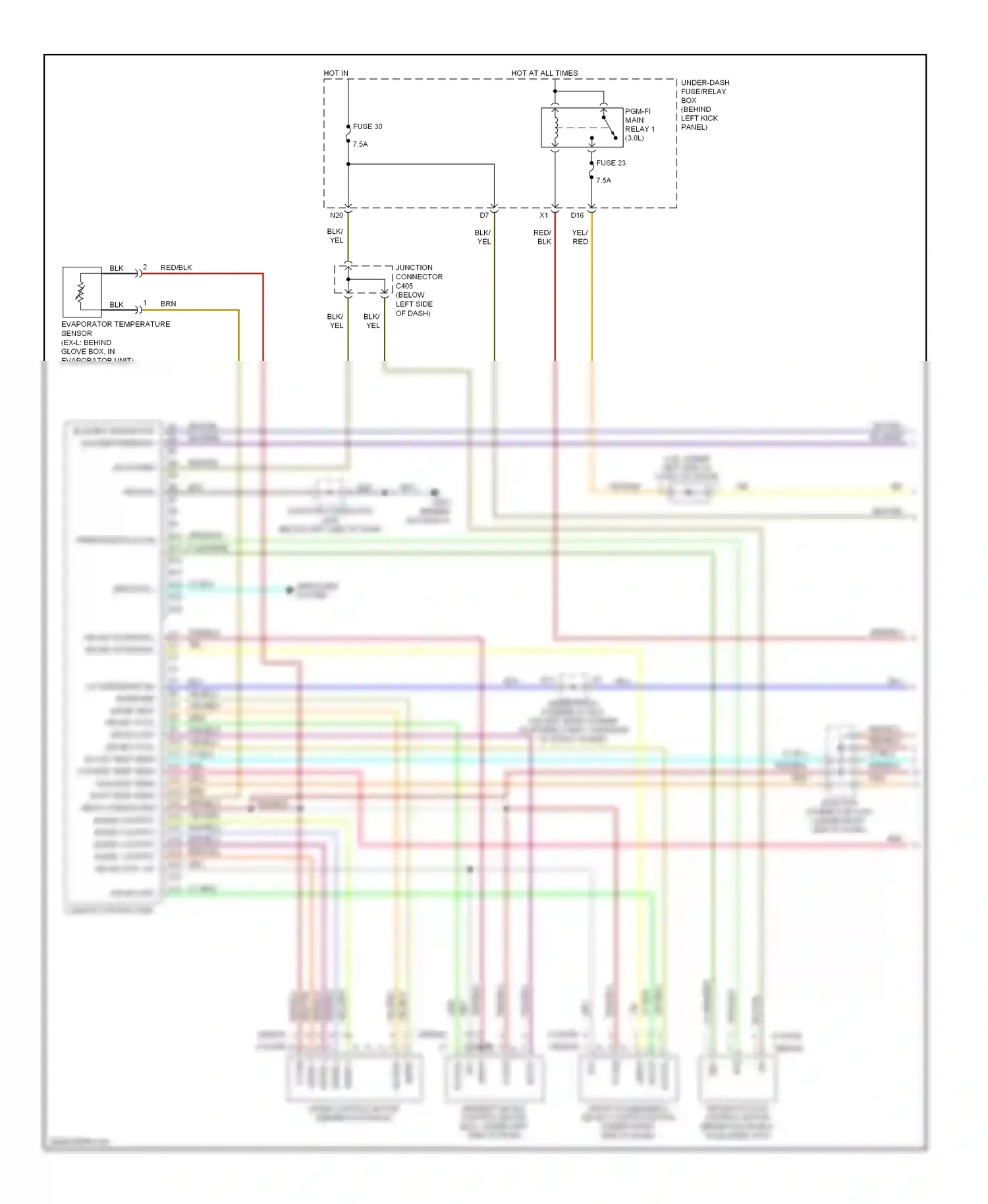 Wiring diagram mode 2 for Honda Accord VII facelift (2005-2008) (1 of 3)