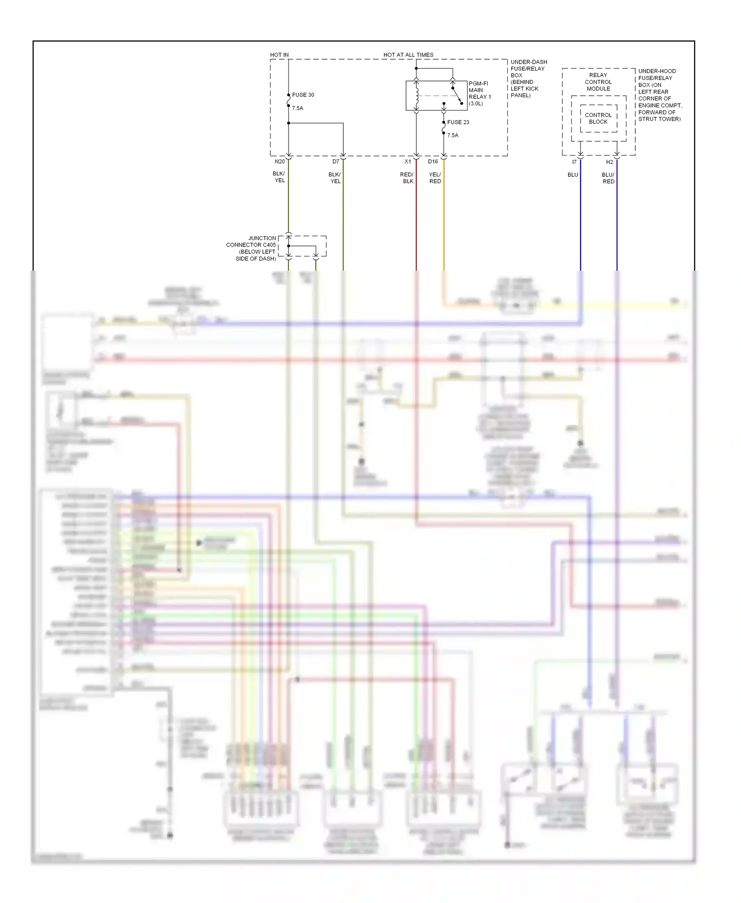 Wiring diagram mode 2 for Honda Accord VII facelift (2005-2008) (3 of 3)