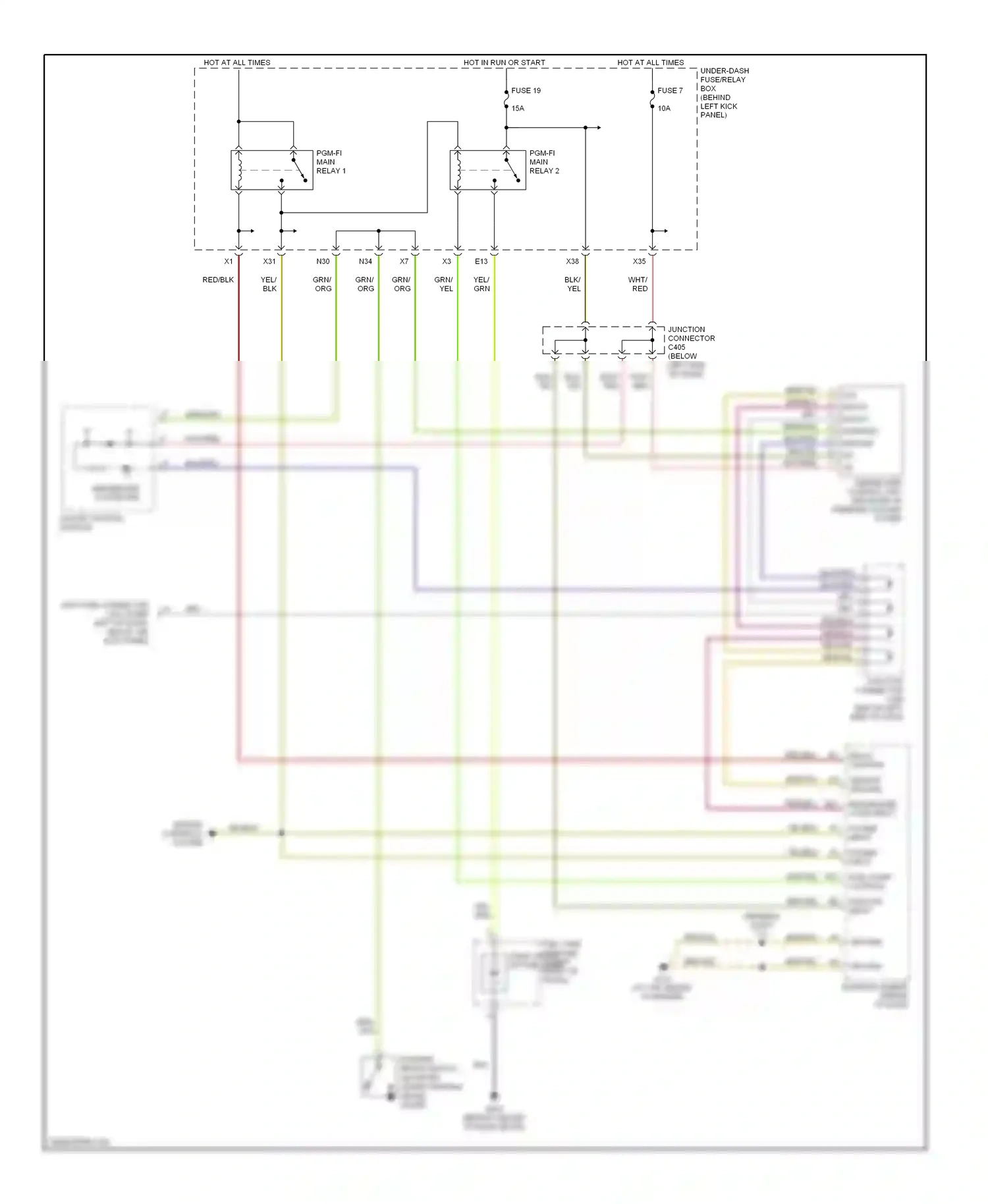 Wiring diagram power input for Honda Accord VII facelift (2005-2008) (2 of 2)