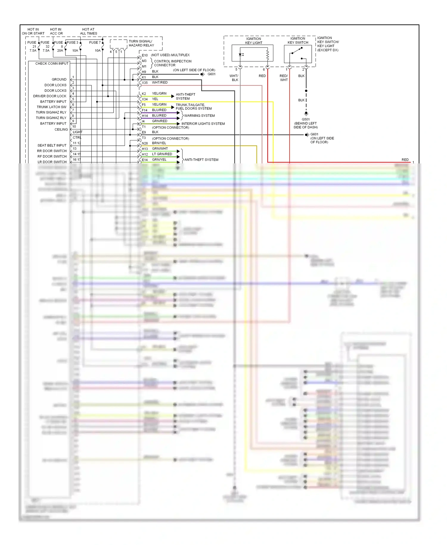Wiring diagram power windows system for Honda Accord VII facelift (2005-2008) (1 of 2)