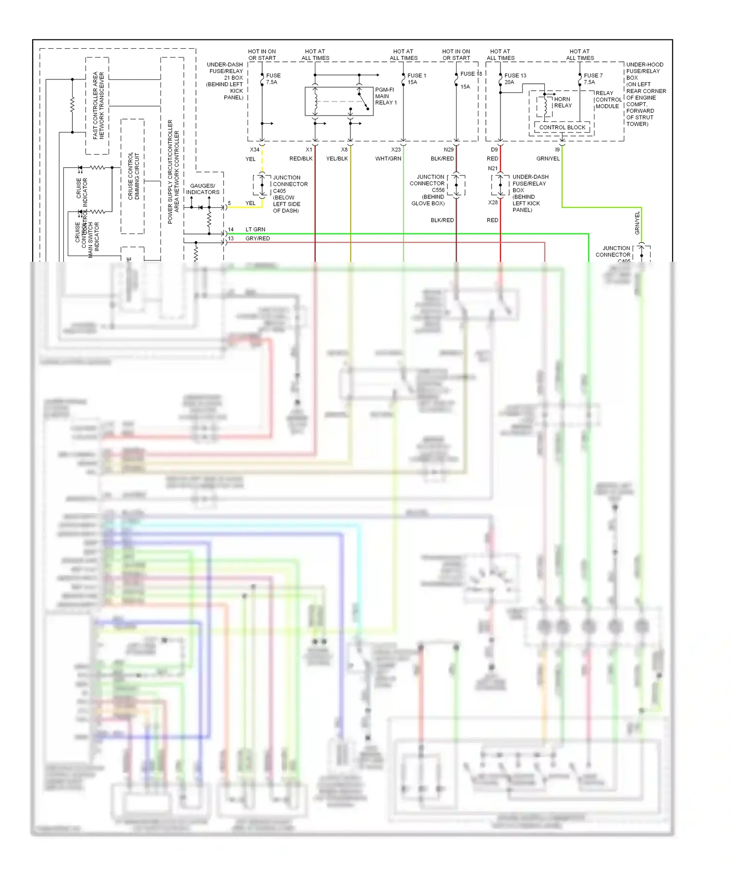 Wiring diagram sensor output for Honda Accord VII facelift (2005-2008) (1 of 2)