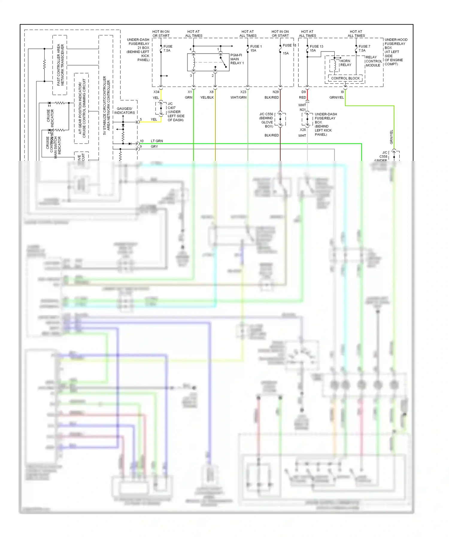 Wiring diagram sensor output for Honda Accord VII facelift (2005-2008) (2 of 2)