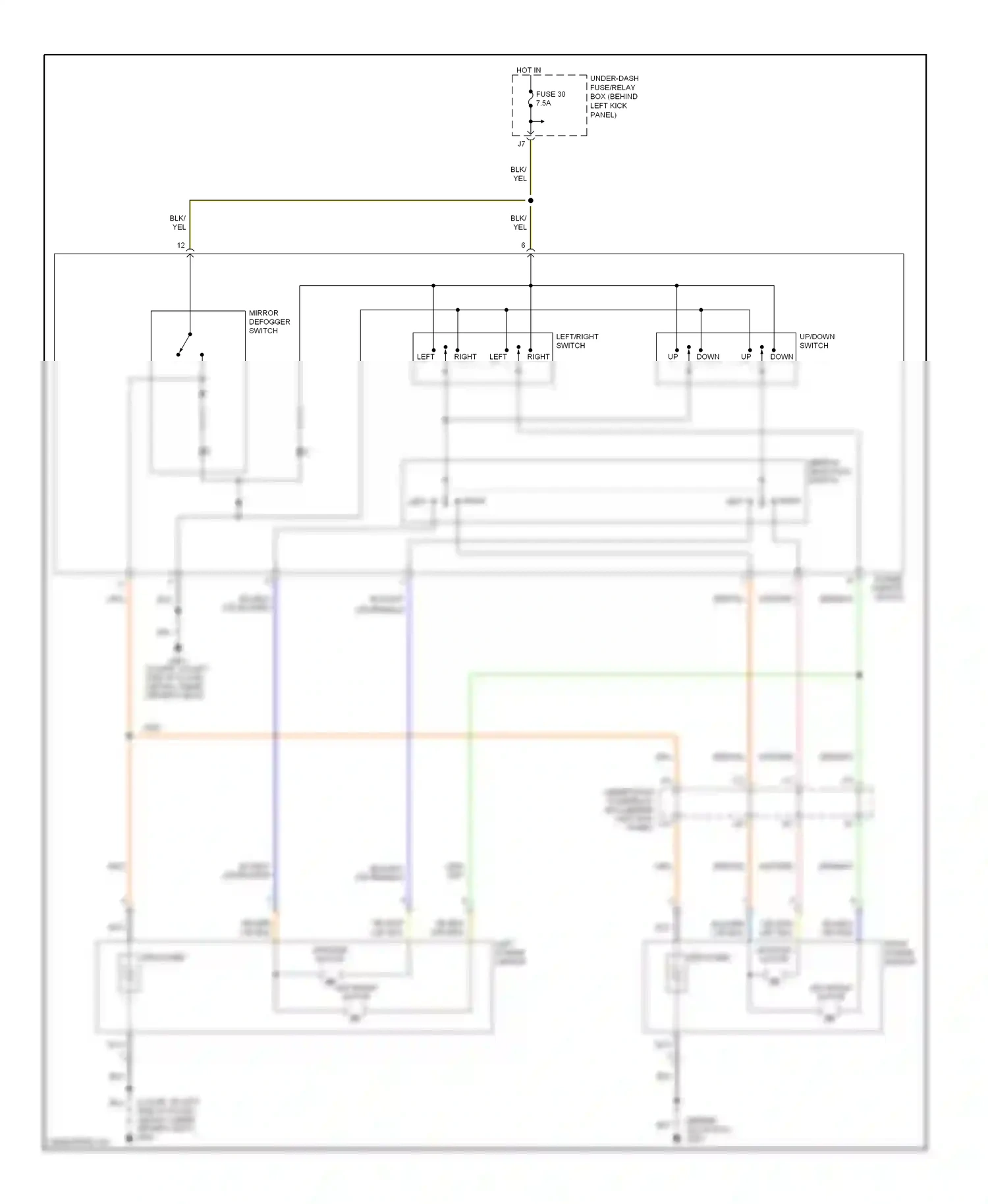 Wiring diagram up/down switch for Honda Accord VII facelift (2005-2008) (1 of 3)
