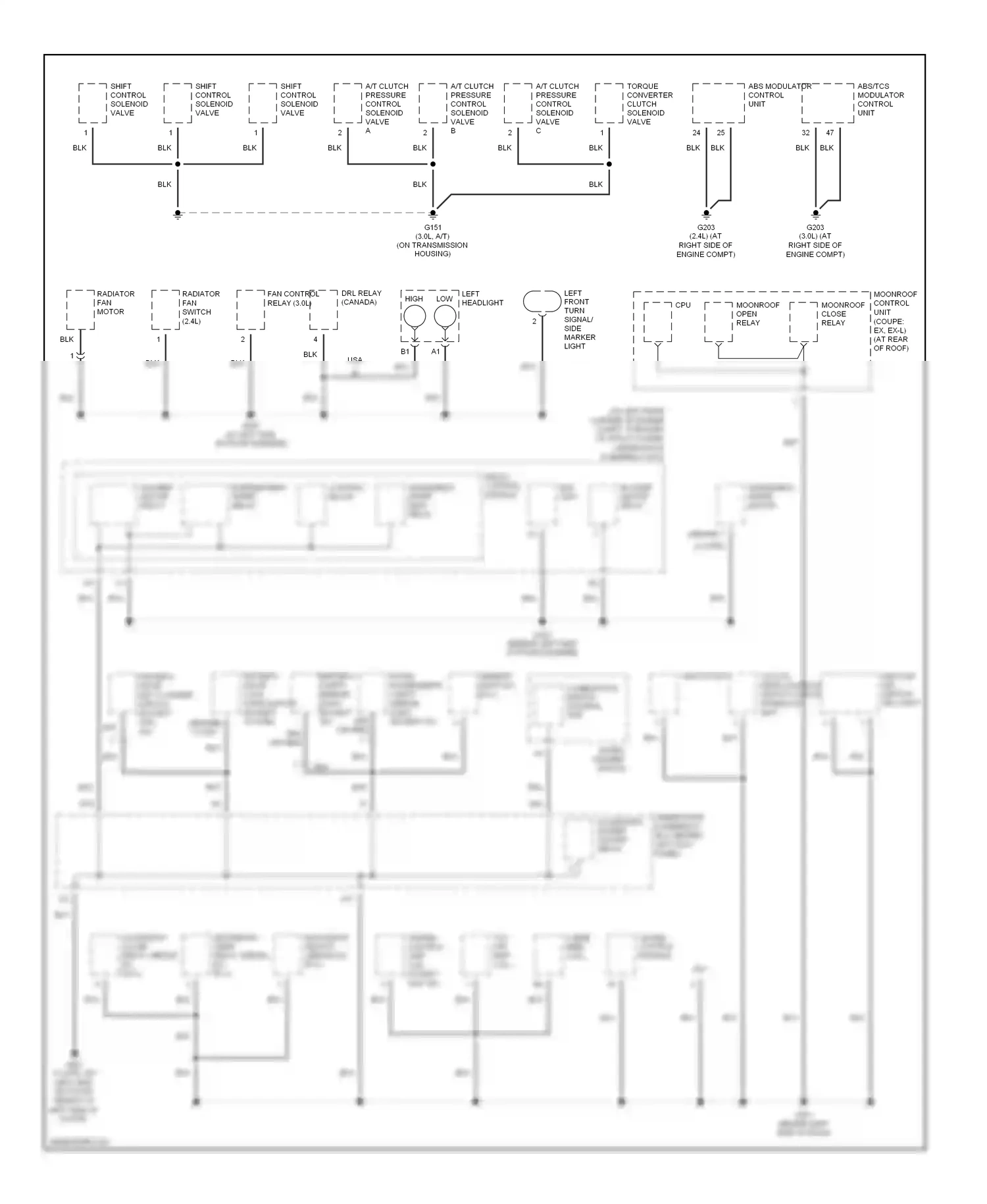 Wiring diagram abs modulator control unit for Honda Accord VII (2002-2006) (1 of 2)