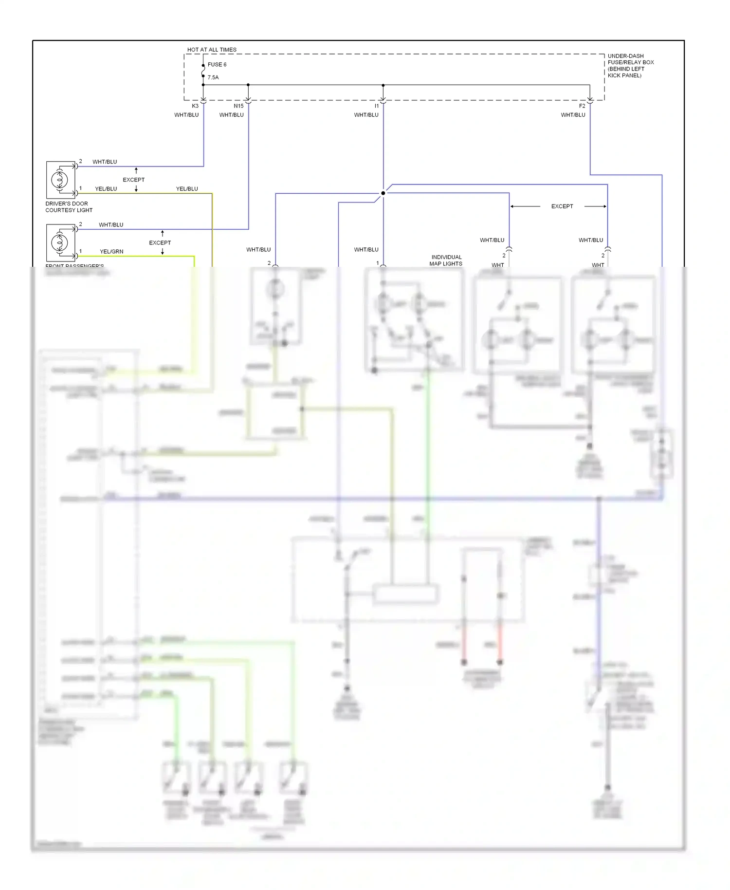 Wiring diagram ceiling light for Honda Accord VII (2002-2006) (2 of 4)