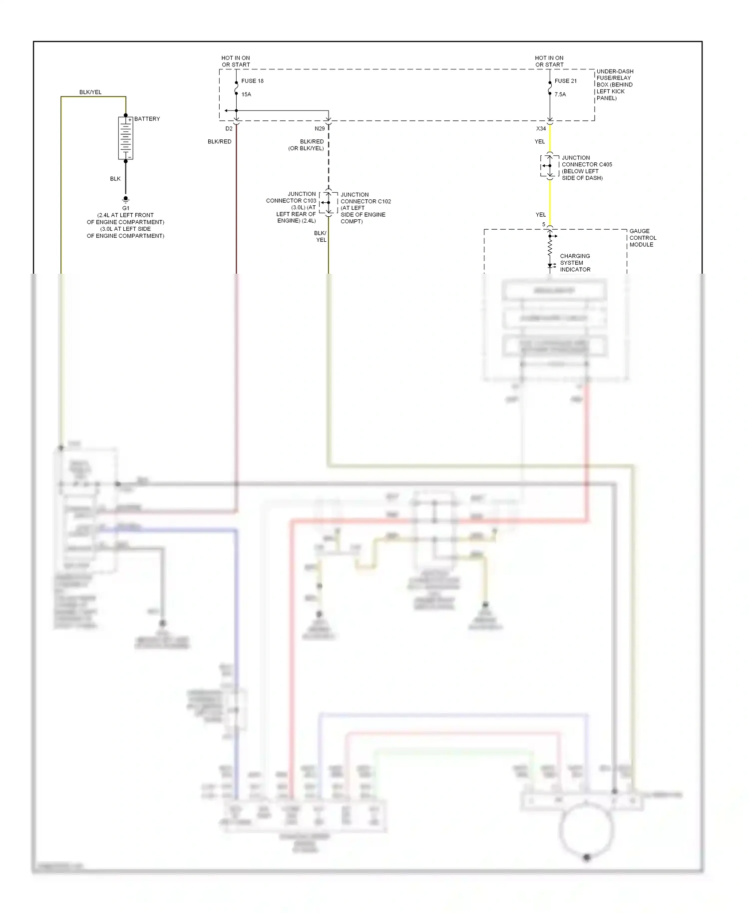 Wiring diagram charging system indicator for Honda Accord VII (2002-2006) (1 of 1)