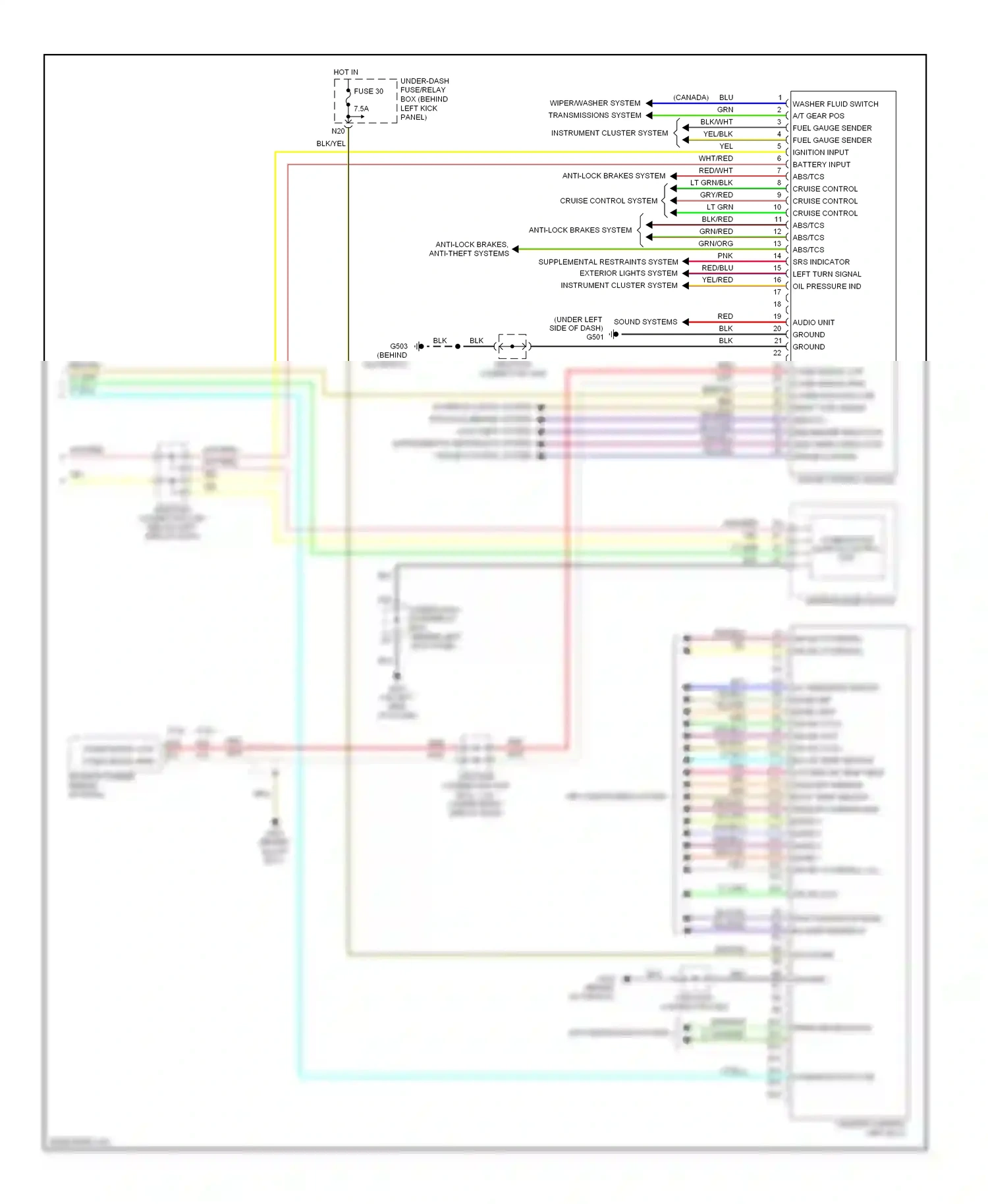 Wiring diagram fresh recirculate for Honda Accord VII (2002-2006) (2 of 2)