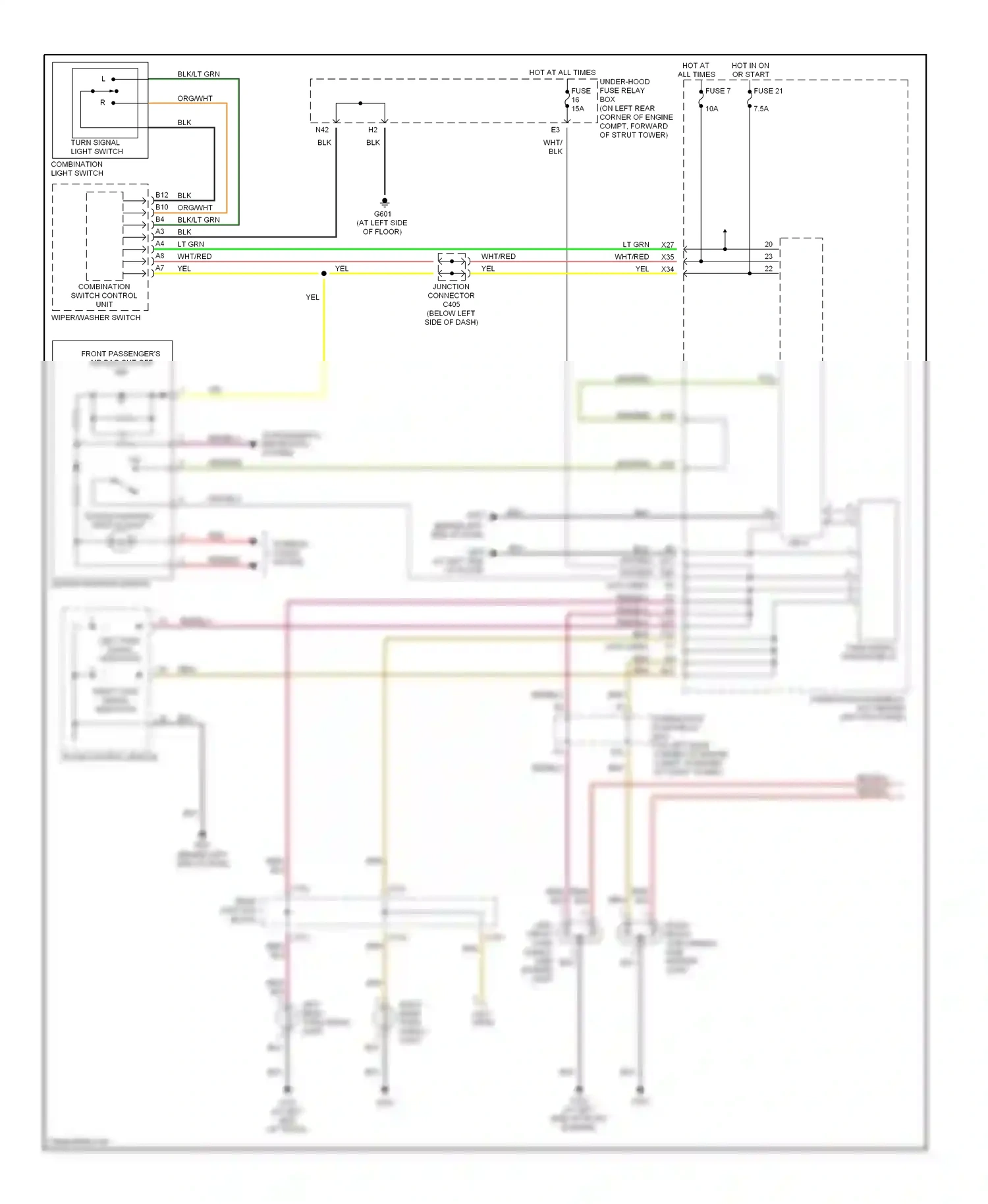 Wiring diagram hazard warning switch for Honda Accord VII (2002-2006) (2 of 5)