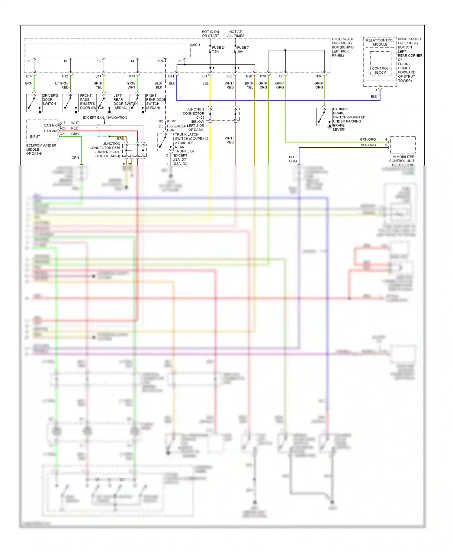 Wiring diagram main switch for Honda Accord VII (2002-2006) (3 of 5)