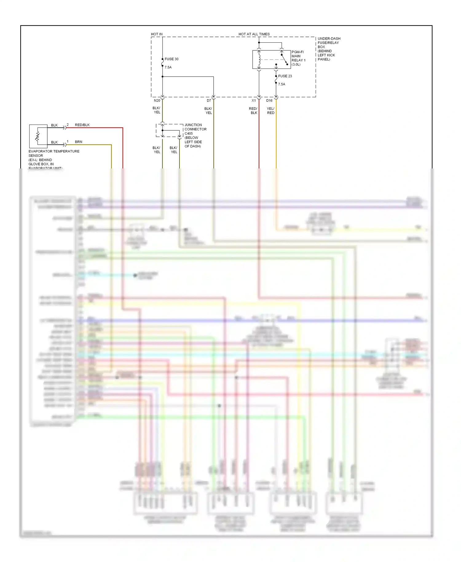 Wiring diagram mode 2 for Honda Accord VII (2002-2006) (1 of 2)